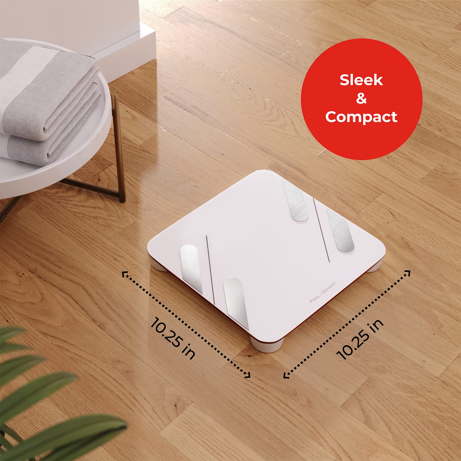Pohl Schmitt Weight Scales for Body Weight Fat, Smart Digital Scale Tracks 13 Key Compositions, 8mm-Thick Glass, Syncs with All Phones, 400 lbs
