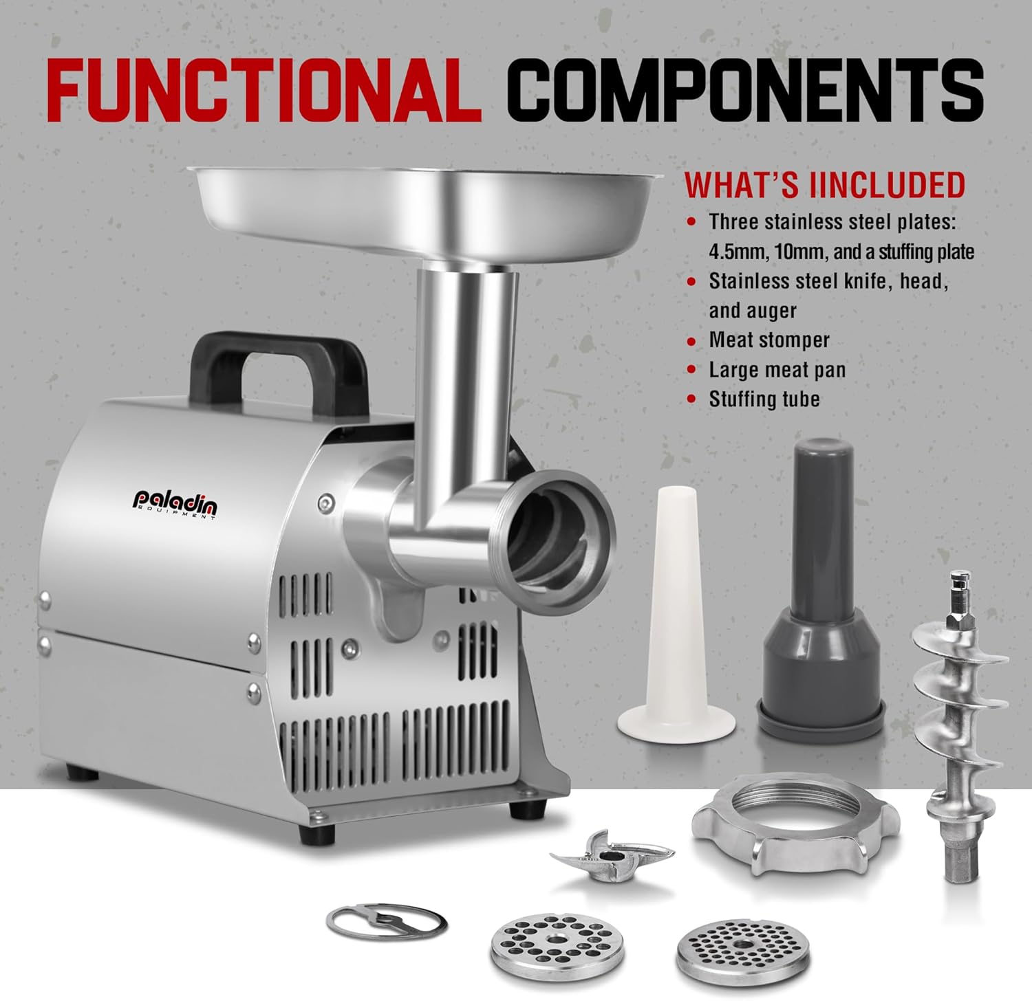 Electric Meat Grinder Machine, #8 Meat Grinders for Home Use, 0.4HP 260lbs/H Stainless Steel ETL Approved Heavy Duty Meat Mincer with Sausage Snuffer Tube