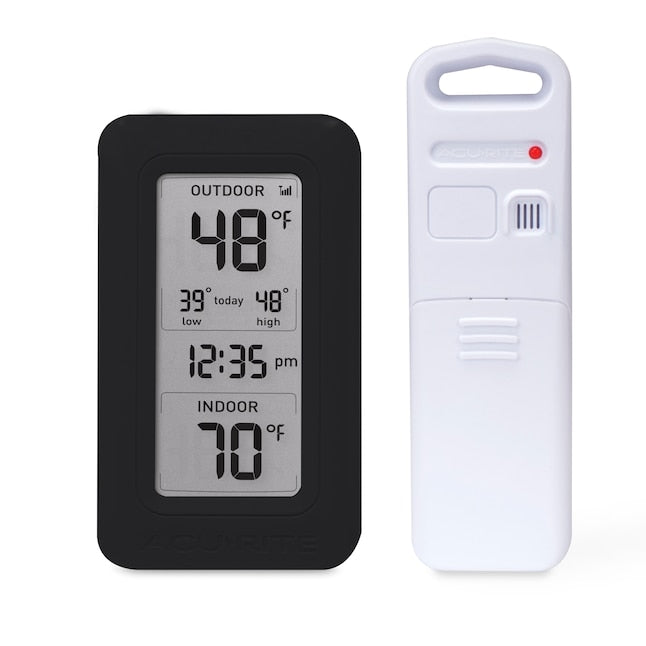 AcuRite Digital Thermometer with Indoor/Outdoor Temperature and Time, Black