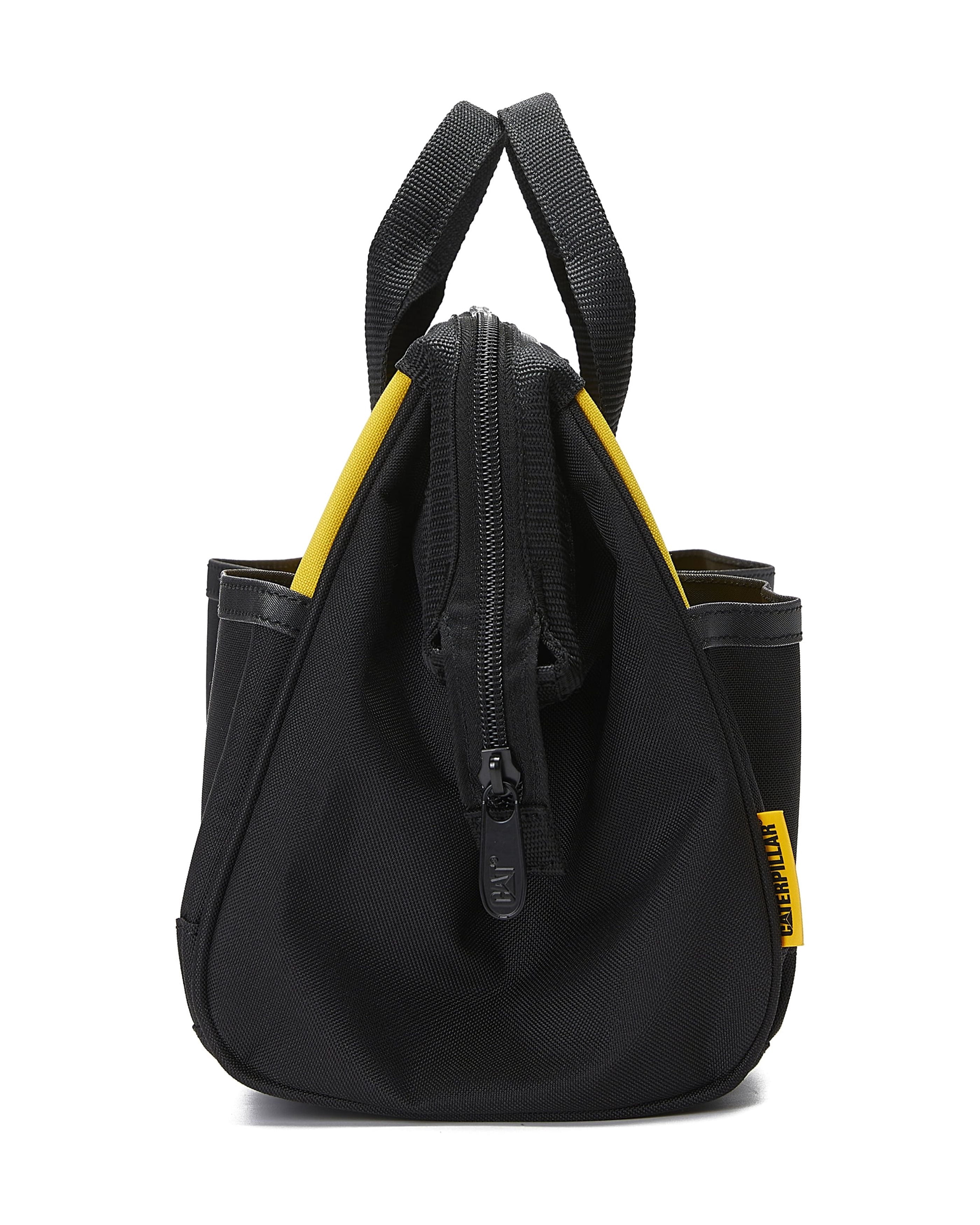 Tool Storage 12 in., 4 Pockets, Black and yellow, 600-D Polyester, Tool Bag, Large Open Main Compartment, Webbing Handle