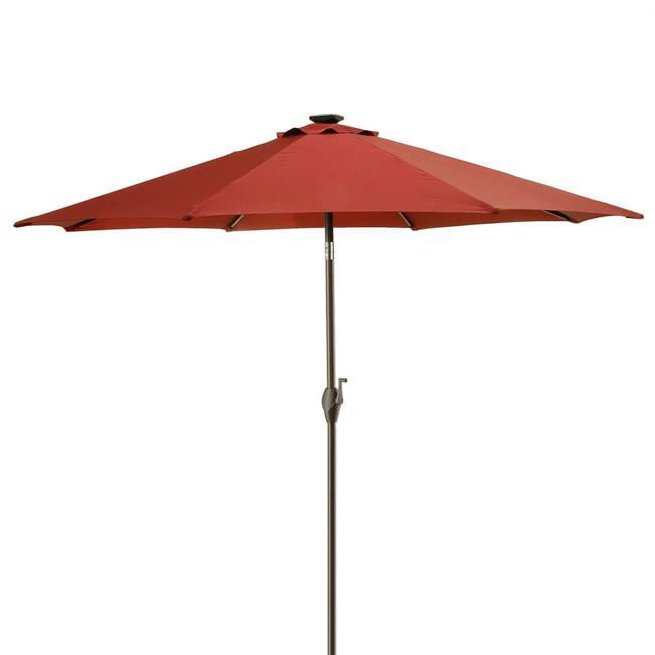 National Outdoor Living 9 ft. Umbrella with Solar Power LED Lights, Red