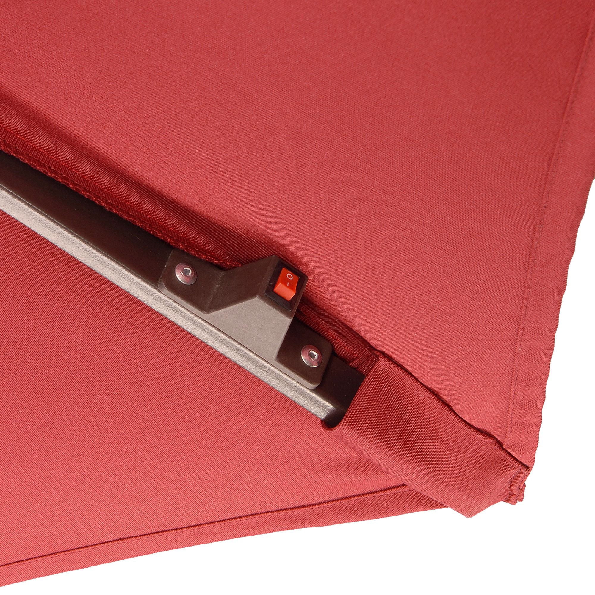 National Outdoor Living 9 ft. Umbrella with Solar Power LED Lights, Red