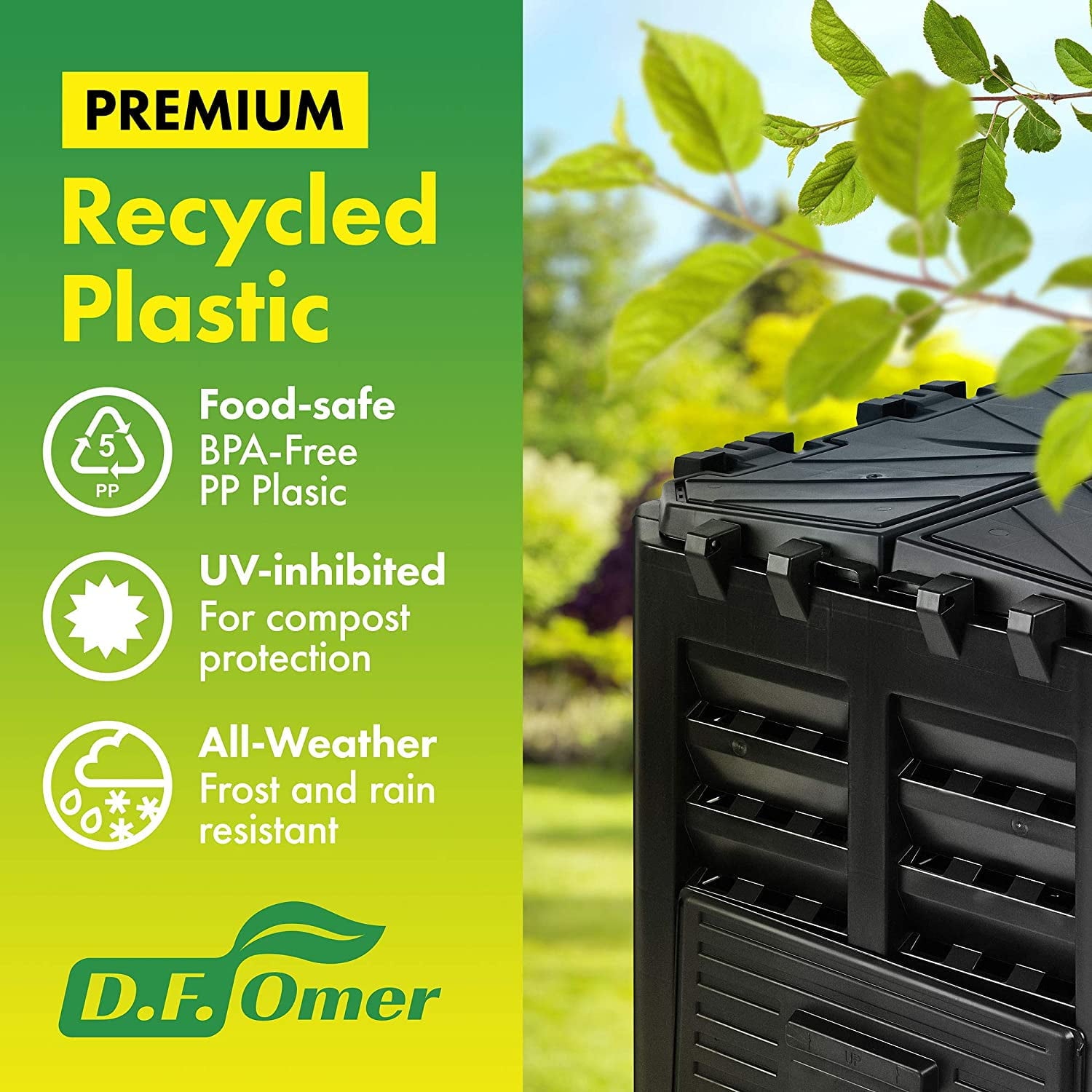 DF Omer Garden Composter Bin  95 Gallons (360Liter) Large Compost Bin