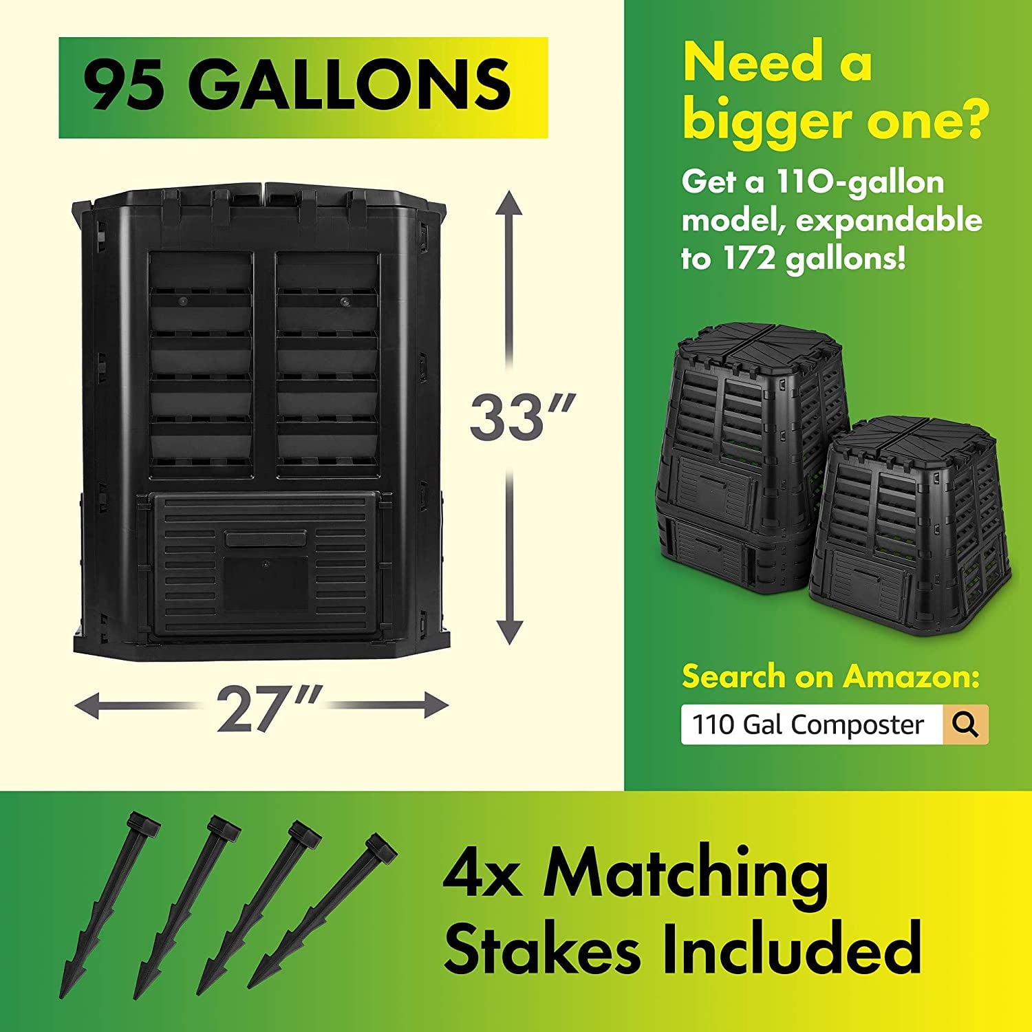 DF Omer Garden Composter Bin  95 Gallons (360Liter) Large Compost Bin