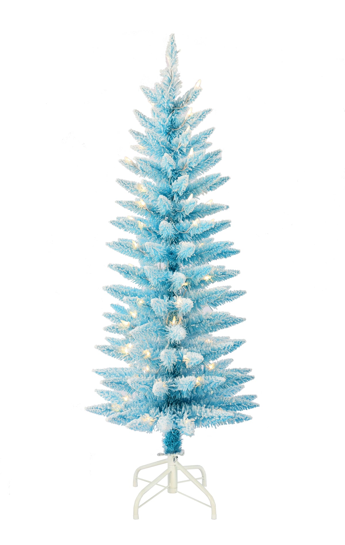 4ft Pre-Lit Flocked Pink Slim Christmas Tree, 70 Clear Incandescent Lights