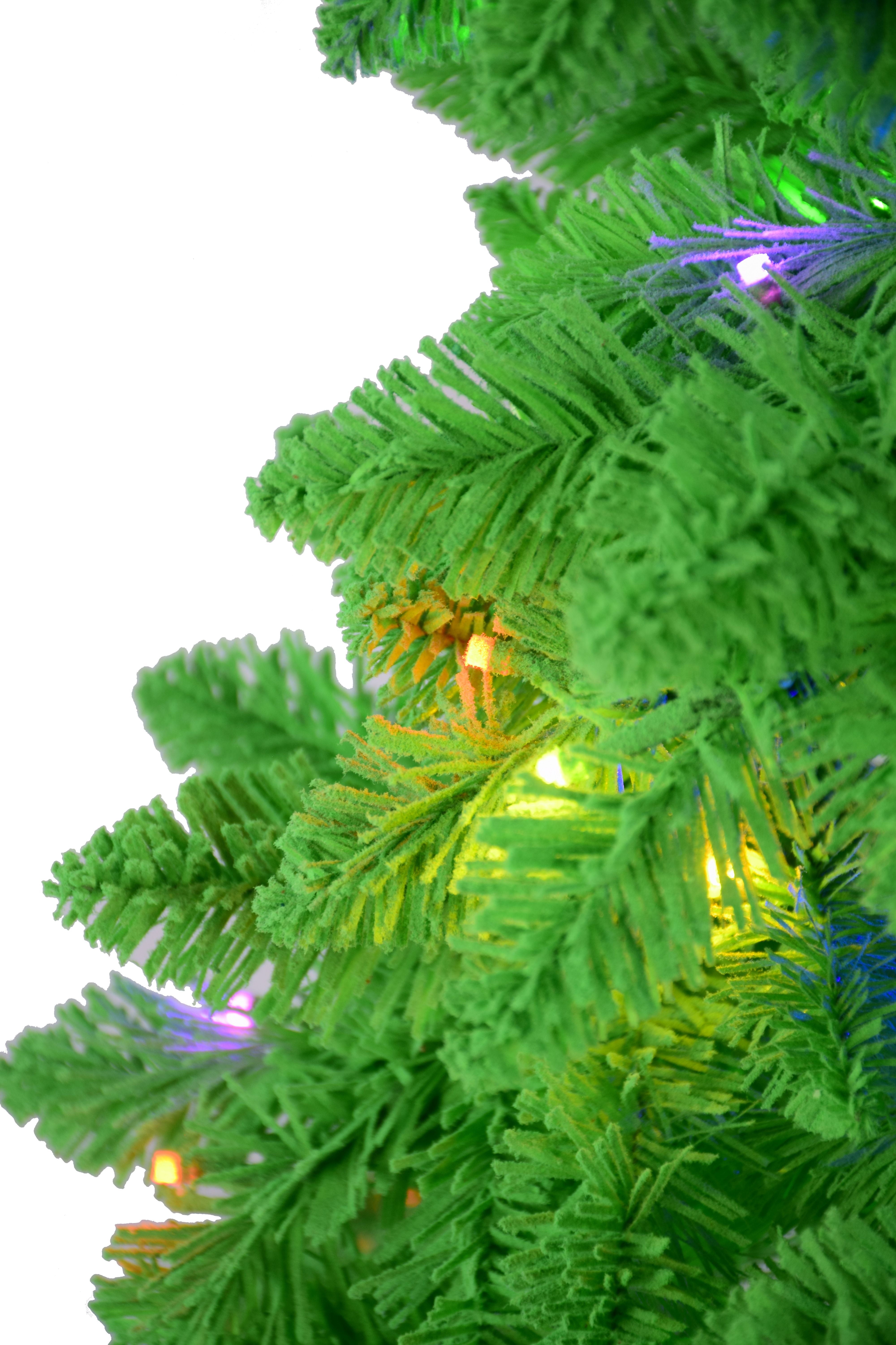 5ft Pre-Lit Green Flocked Curvy Christmas Tree, 230 Color Changing LED Lights
