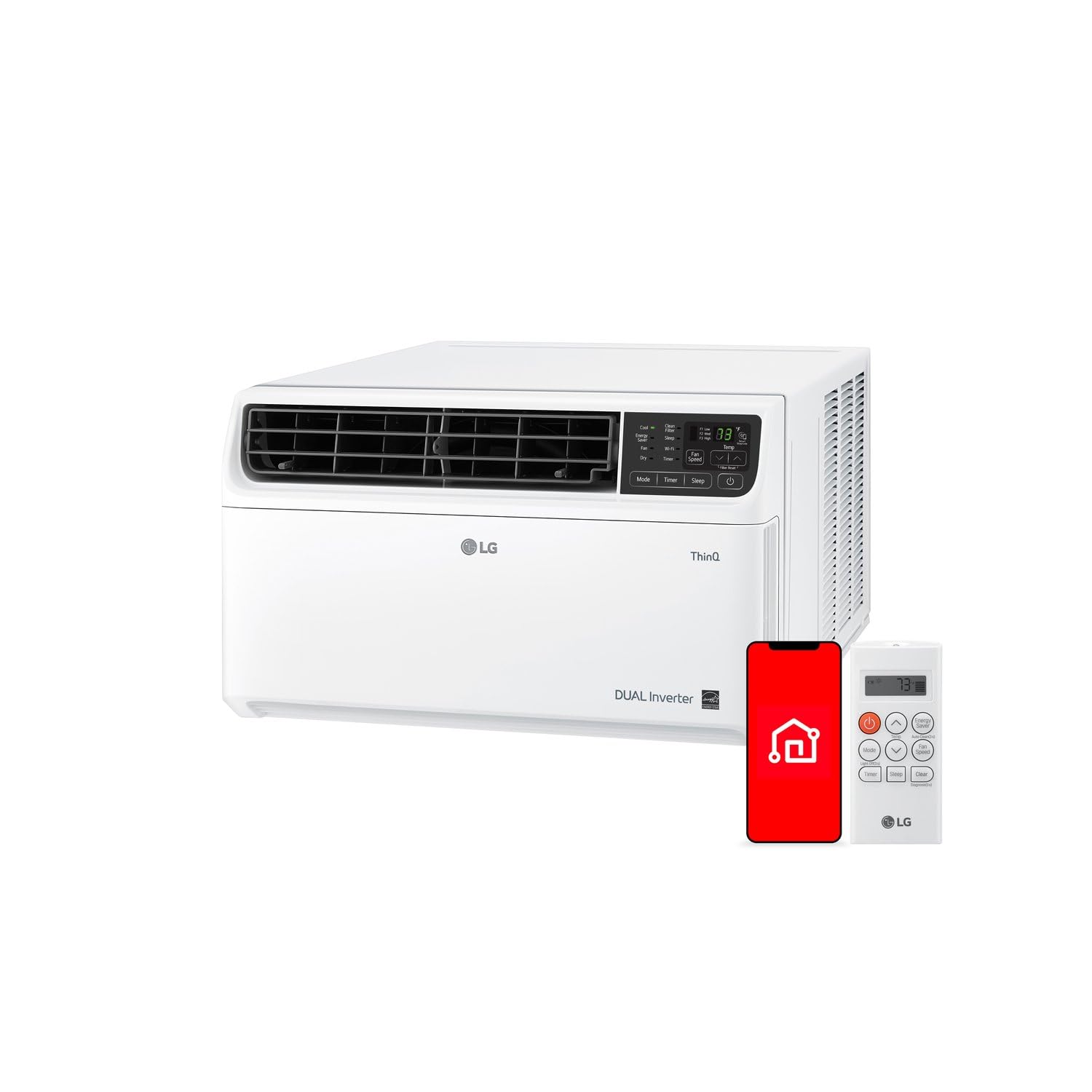 LG 22,000 BTU Dual Inverter Smart Window Air Conditioner, 230V, Cools 1,300 Sq. Ft. with Remote and Wi-Fi Enabled in White (Refurbished)