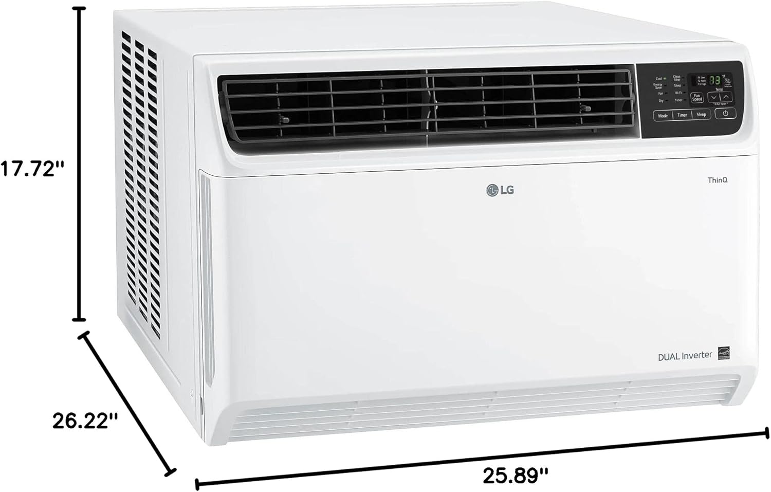 LG 22,000 BTU Dual Inverter Smart Window Air Conditioner, 230V, Cools 1,300 Sq. Ft. with Remote and Wi-Fi Enabled in White (Refurbished)