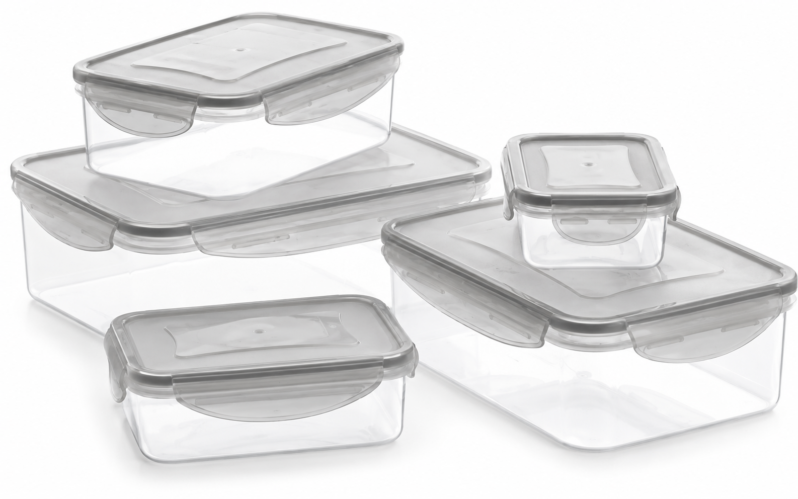 BINO TRUELOCK 10-Piece Rectangular Leak-Proof Plastic Snap Lock Food Storage Container Set with Lids