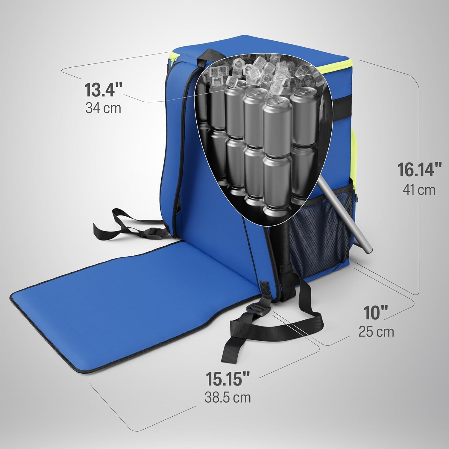 Everlasting Comfort Insulated Cooler Backpack  Leakproof & Spacious Backpack Cooler for Beach, Picnic, Camping  Keeps Food & Drinks Cold, Easy to Carry, Blue & Green