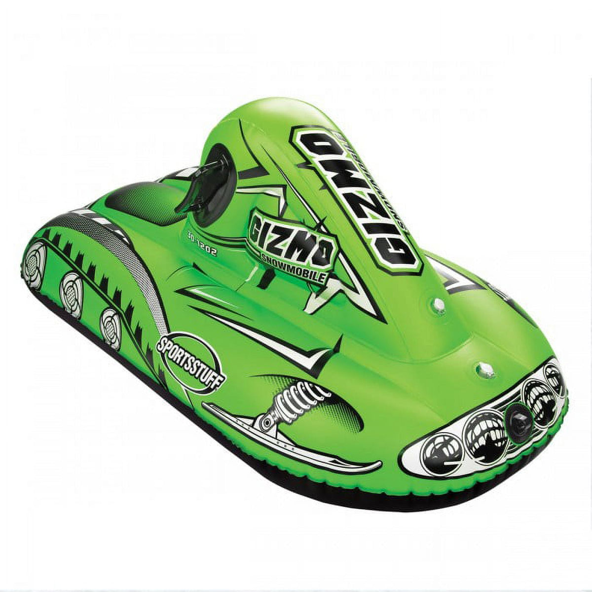 Sportsstuff Gizmo 1-Rider Inflatable Snowmobile Sled for Children, 43 in x 23 in, Green