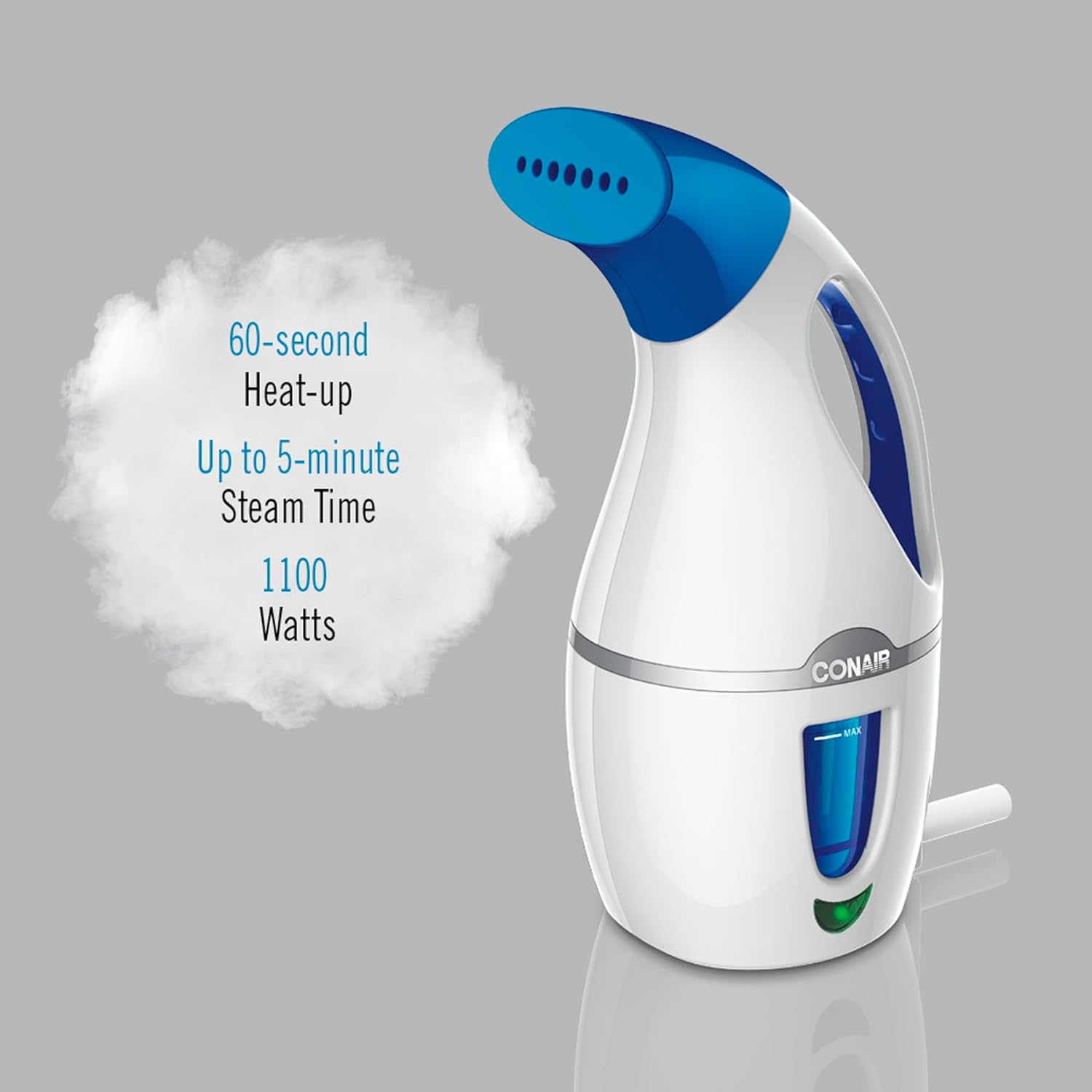 Conair Complete Steam Hand Held Fabric Steamer, 1100W, White/Blue