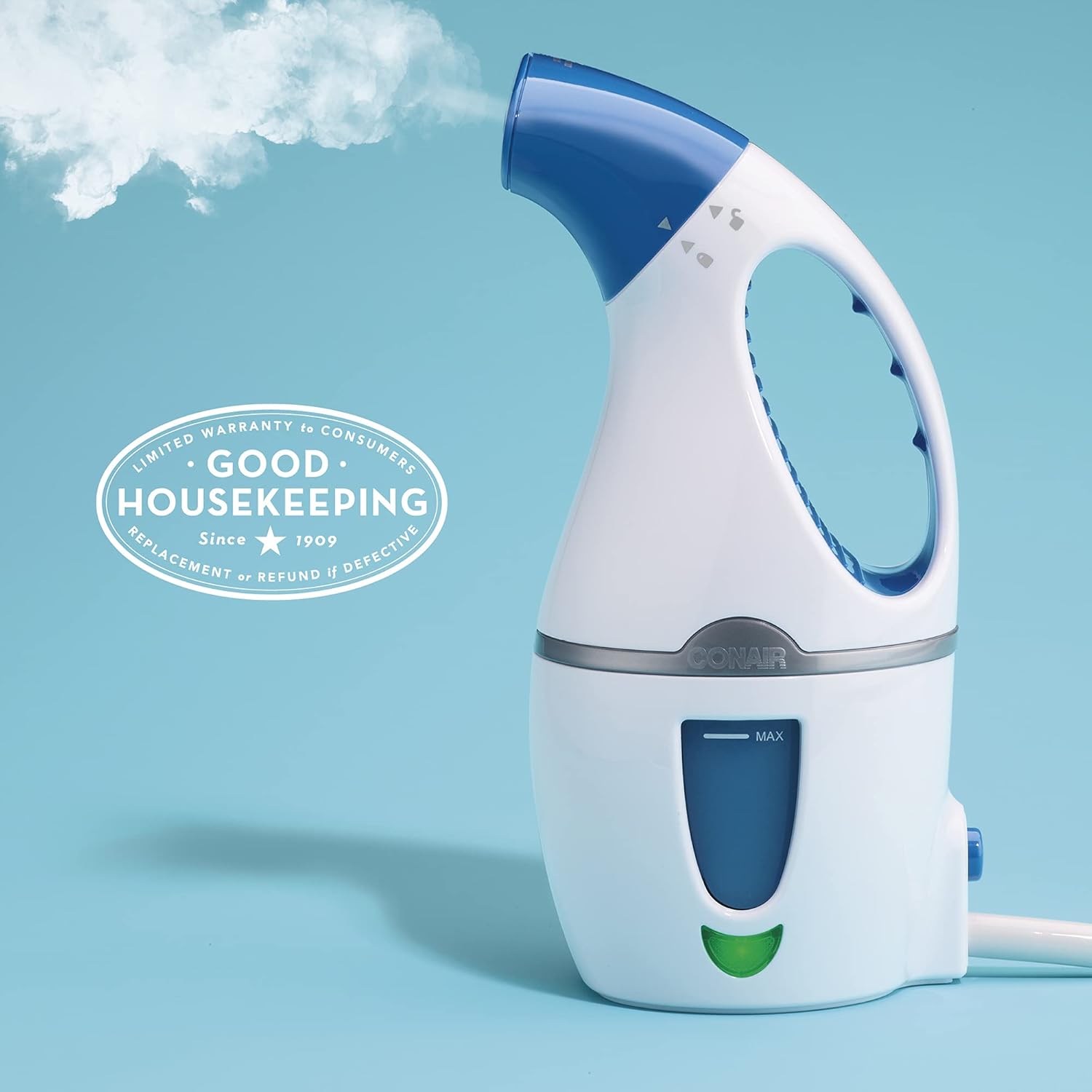 Conair Complete Steam Hand Held Fabric Steamer, 1100W, White/Blue