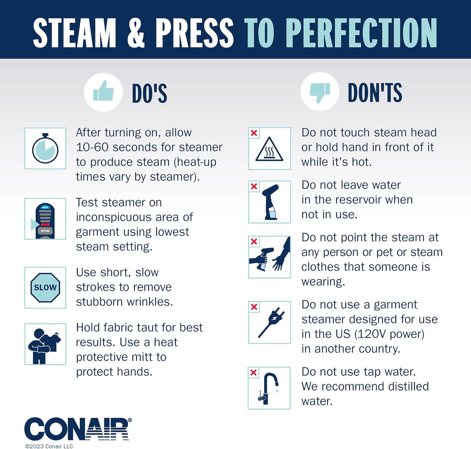 Conair Complete Steam Hand Held Fabric Steamer, 1100W, White/Blue