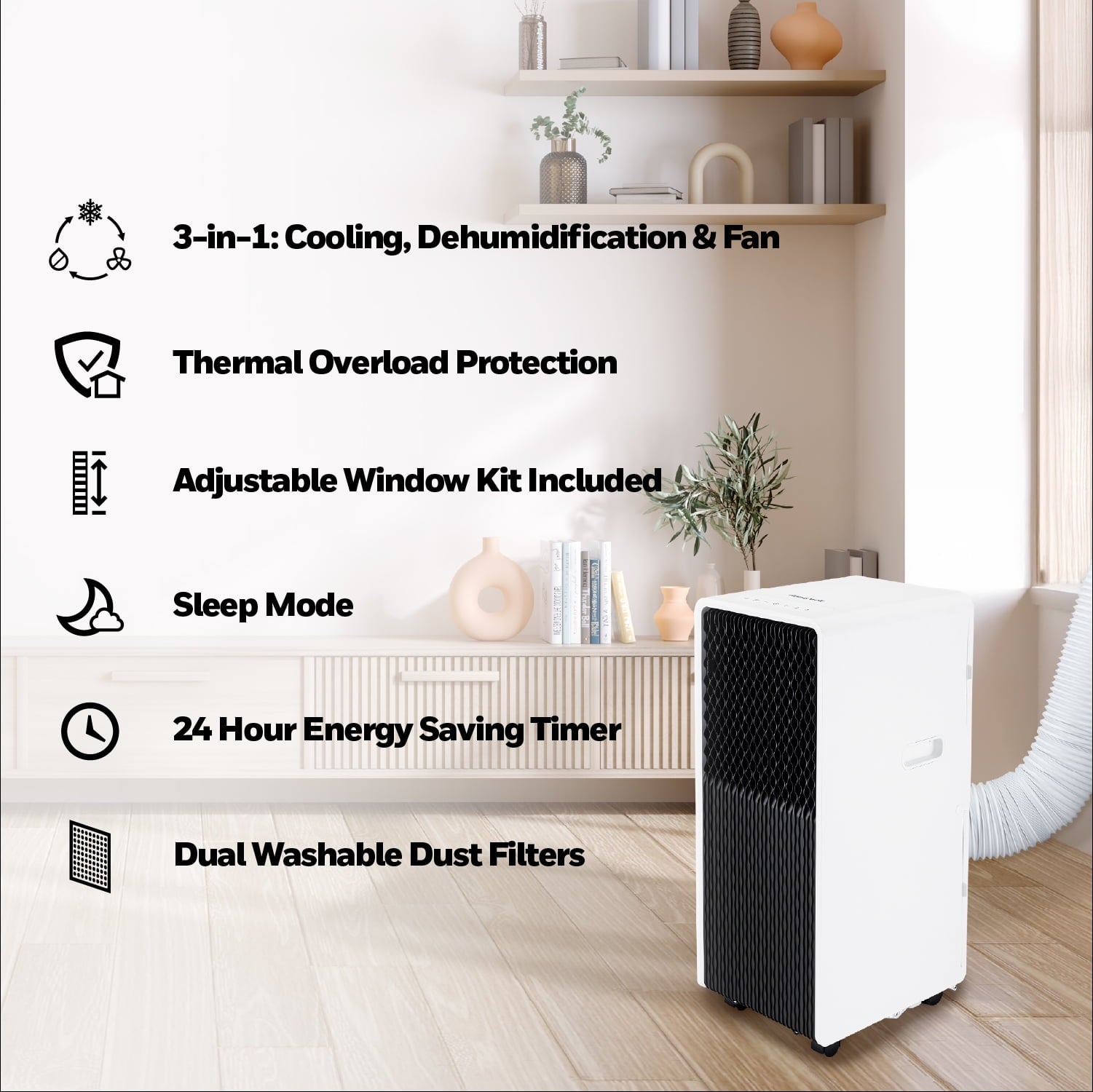 Honeywell 11,000 BTU Slim Portable AC with Fan, Dehumidifier  Cools Up to 500 Sq. Ft., HX2CESAWG8 (8,000 BTU SACC)