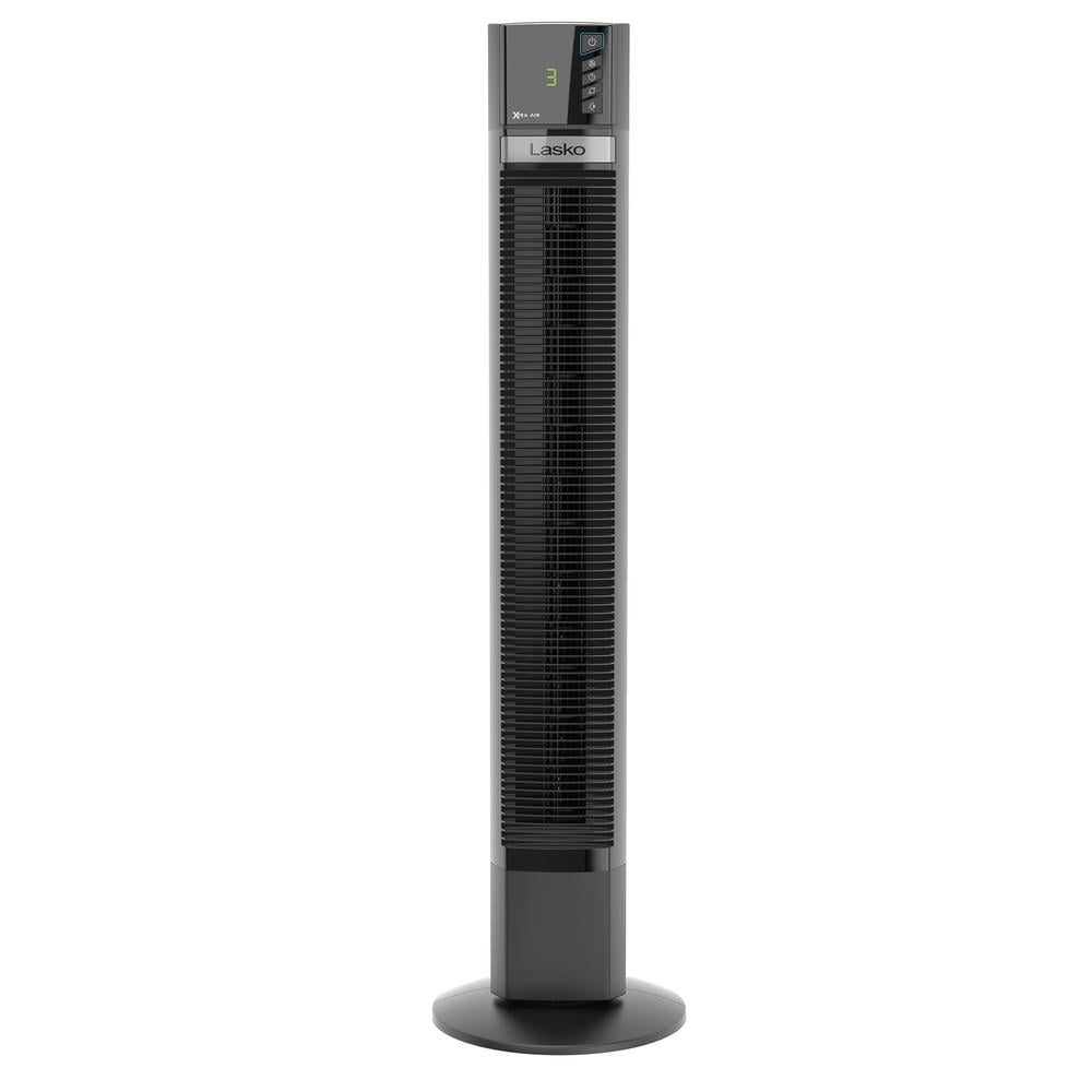 Lasko 48 in. Xtra Air 4-Speed Tower Fan in Black with Carry Handle, Oscillating, Remote Control, Nighttime Setting, Timer