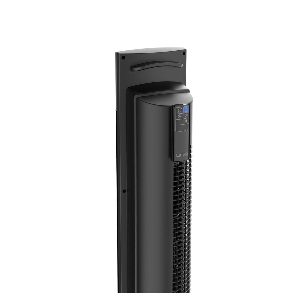Lasko 48 in. Xtra Air 4-Speed Tower Fan in Black with Carry Handle, Oscillating, Remote Control, Nighttime Setting, Timer