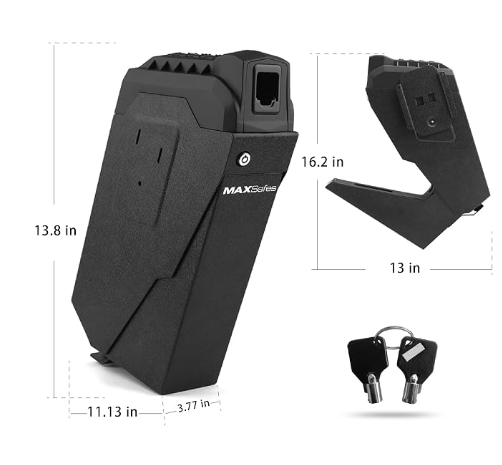 MaxSafes Drop Down Vault with Super Biometric Finger Vein Recognition lock, Fast auto-open Handgun Box, Quick-access Pistol Safe Wall Mounting for Desk Table
