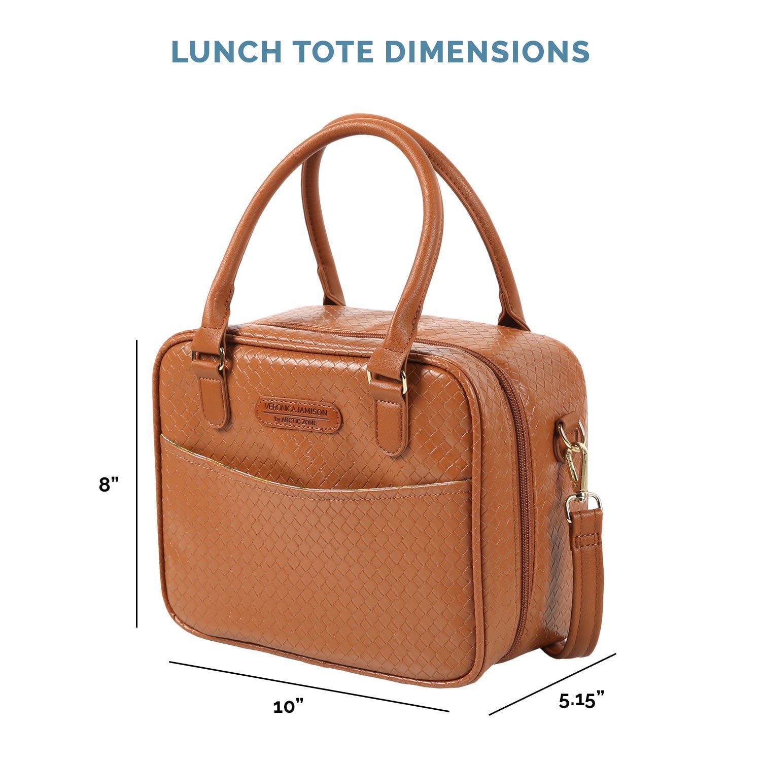 Veronica Jamison Hampton Faux Leather Lunch Tote by Arctic Zone, Lunch Bag with Food Storage & Ice Pack