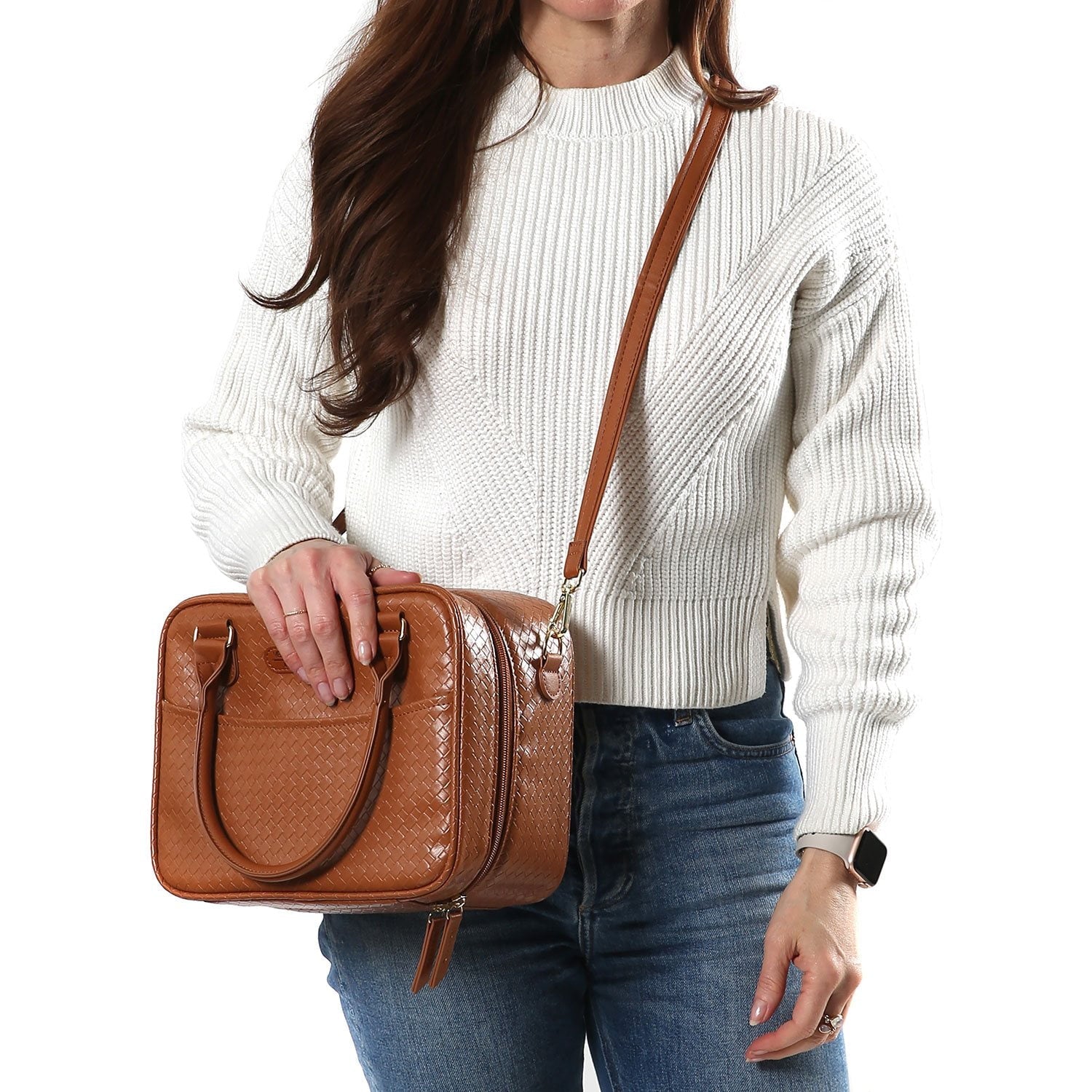 Veronica Jamison Hampton Faux Leather Lunch Tote by Arctic Zone, Lunch Bag with Food Storage & Ice Pack