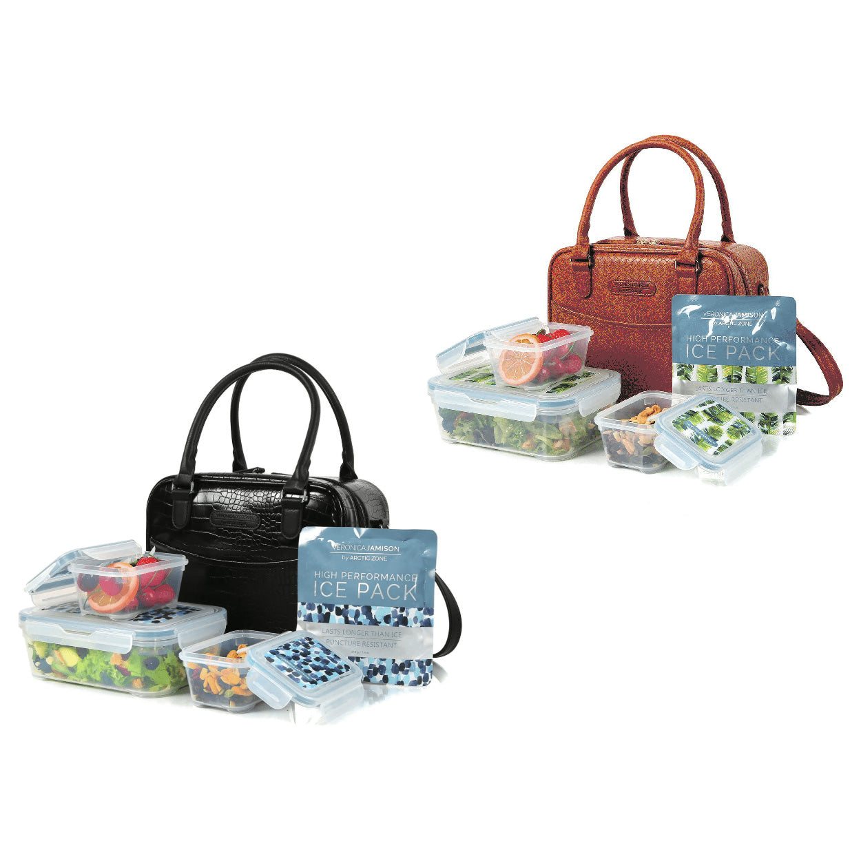 Veronica Jamison Hampton Faux Leather Lunch Tote by Arctic Zone, Lunch Bag with Food Storage & Ice Pack
