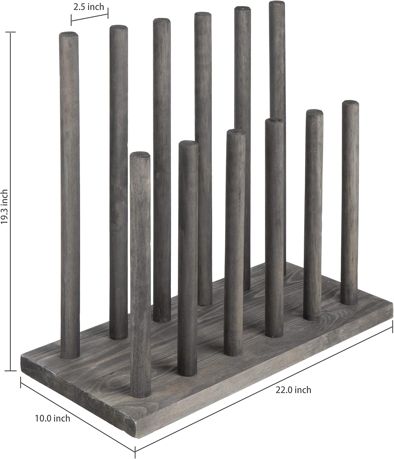 MyGift Vintage Gray Wood Entryway Boot Rack Organizer Tall Boots Inverter Holder - Holds up to 6 Pairs
