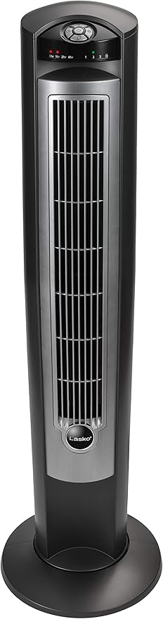 Lasko Portable Electric 42" Oscillating Tower Fan with Nighttime Setting, Timer and Remote Control for Indoor, Bedroom and Home Office Use, Silver T42951C
