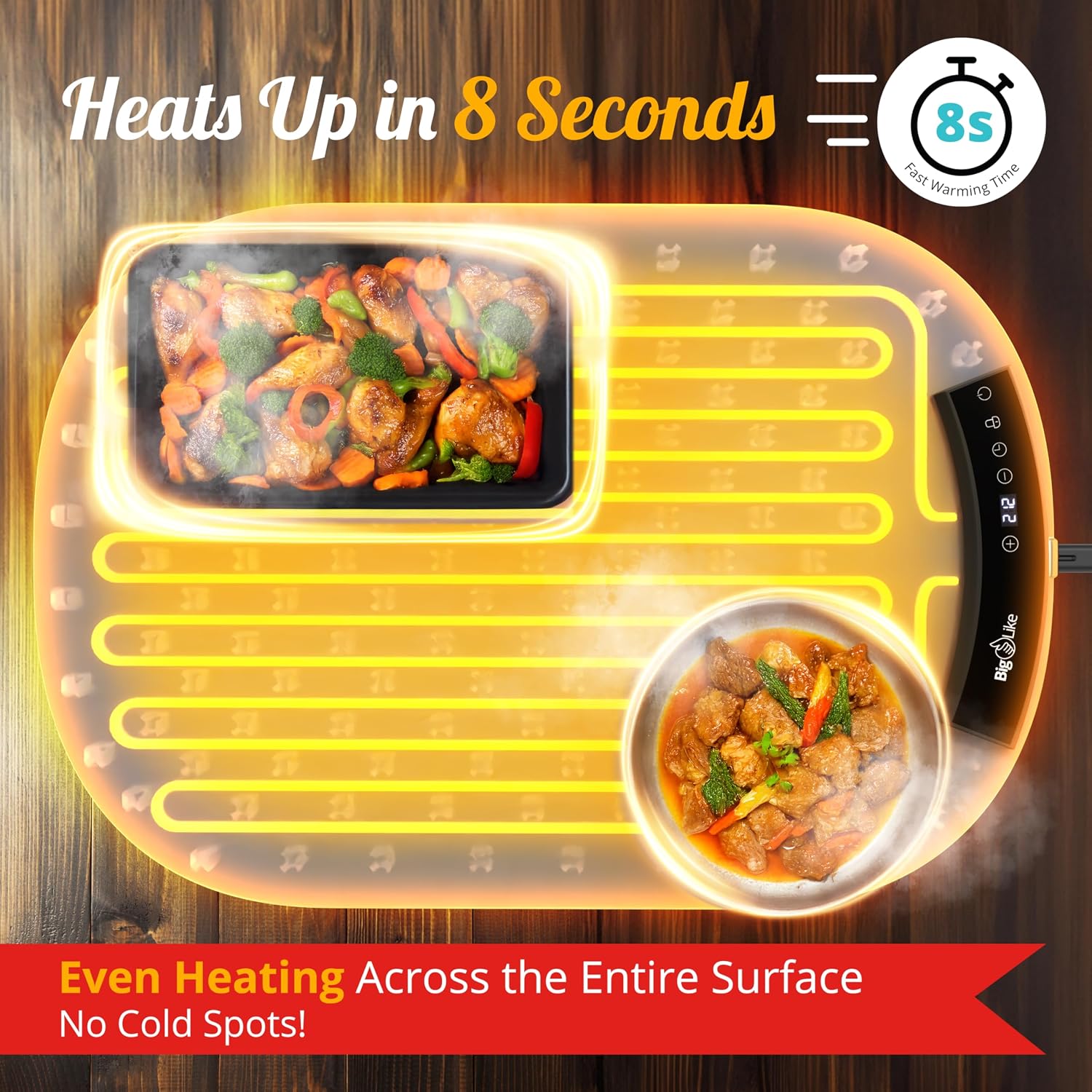 Warming Mat for Food - Full Surface Fast Heating Food Warming Mats for Countertop, 7 Temp Settings Pad, Silicone Electric Warmer Tray, Roll Up Portable Heating Trays for Buffets Party