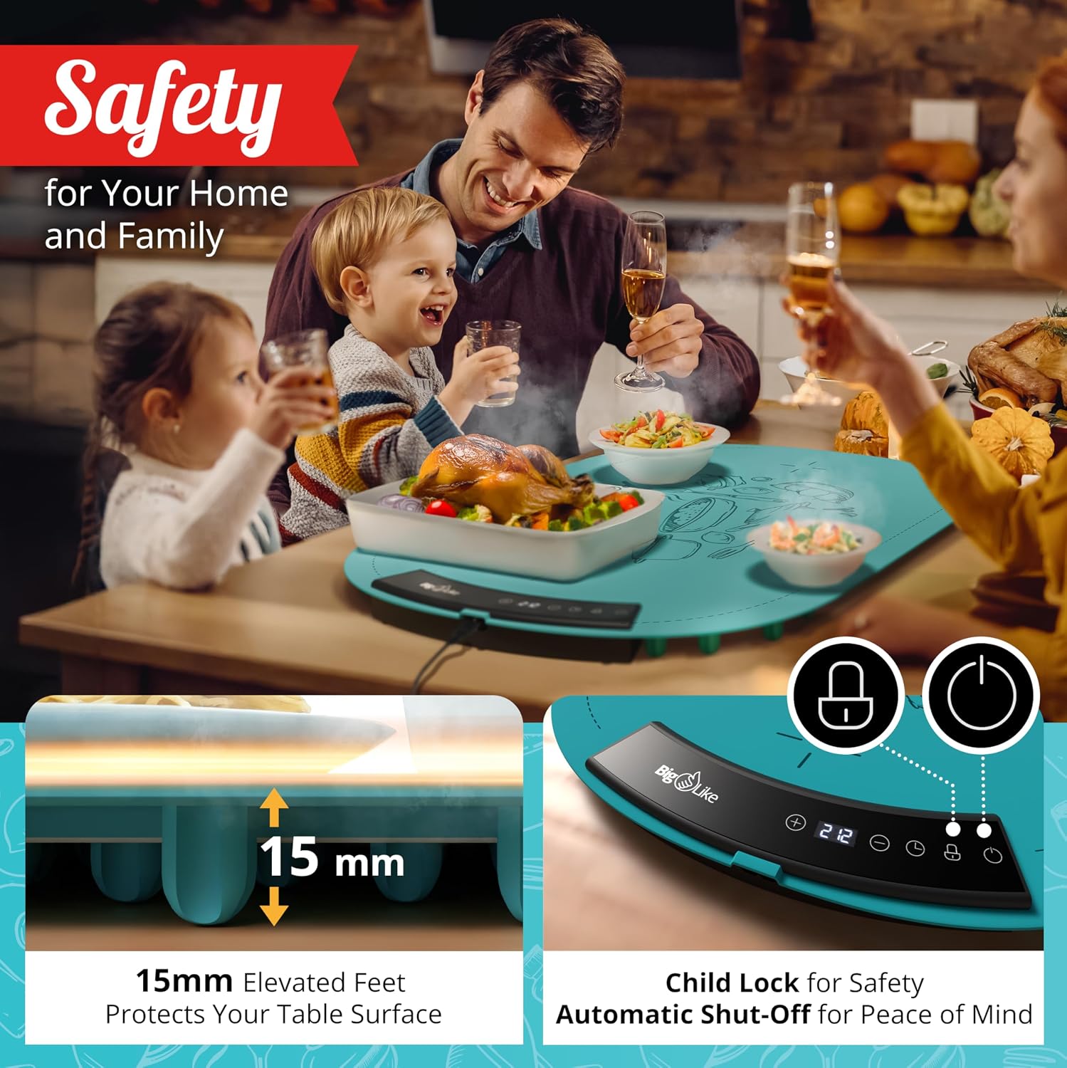 Warming Mat for Food - Full Surface Fast Heating Food Warming Mats for Countertop, 7 Temp Settings Pad, Silicone Electric Warmer Tray, Roll Up Portable Heating Trays for Buffets Party