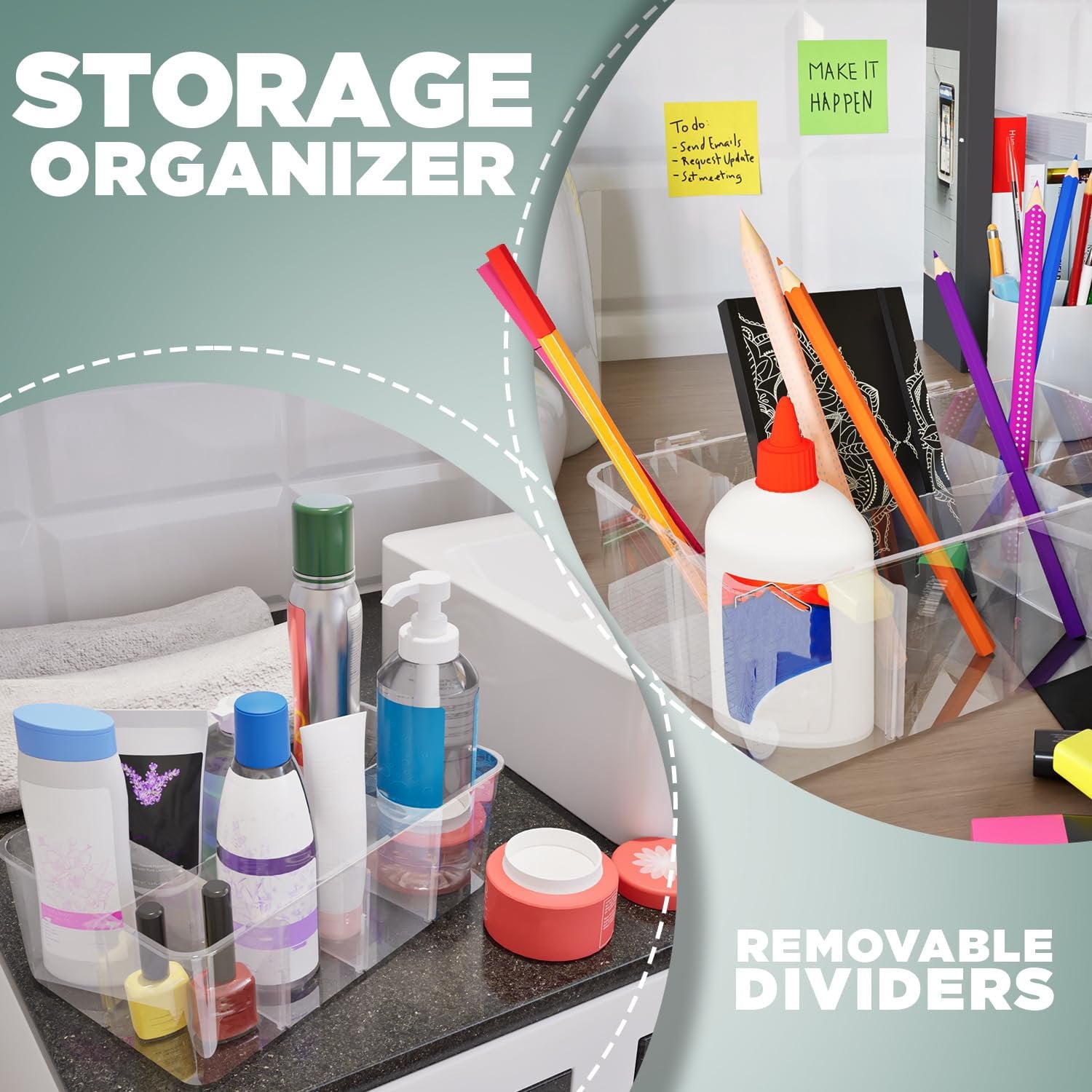 Utopia Home - Tea Bag Organizer With Lids, 2 Pack Clear Pantry Storage Box - Stackable Partition Organizers or Holder With Lids For Drawers, Countertops, Fridge, Kitchen, Snack & Spice Organization