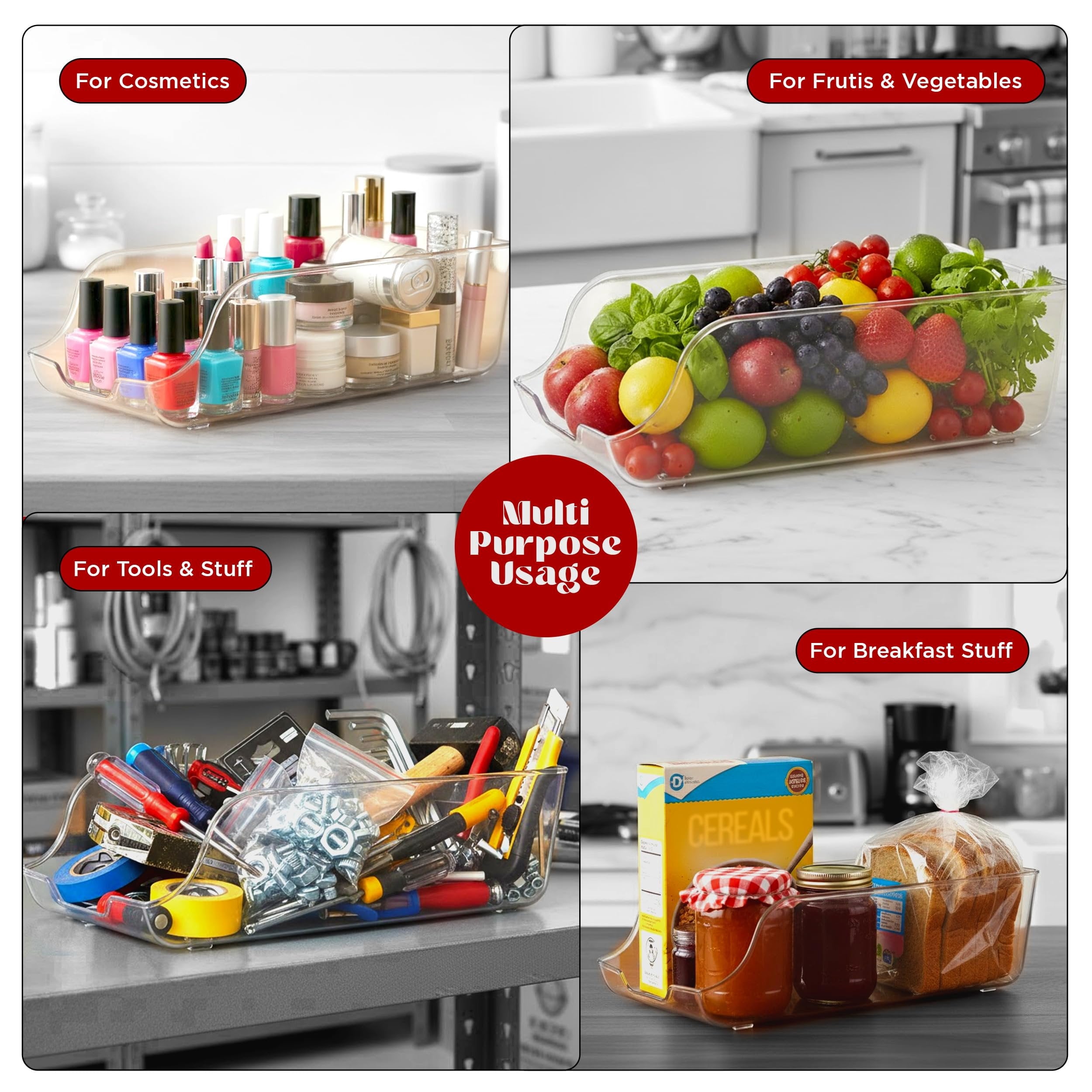 Utopia Kitchen Soda Can Organizer and Dispenser for Refrigerator/Pantry - Durable Can Storage Organizer Fridge & Kitchen Organization - Clear, Set of 4