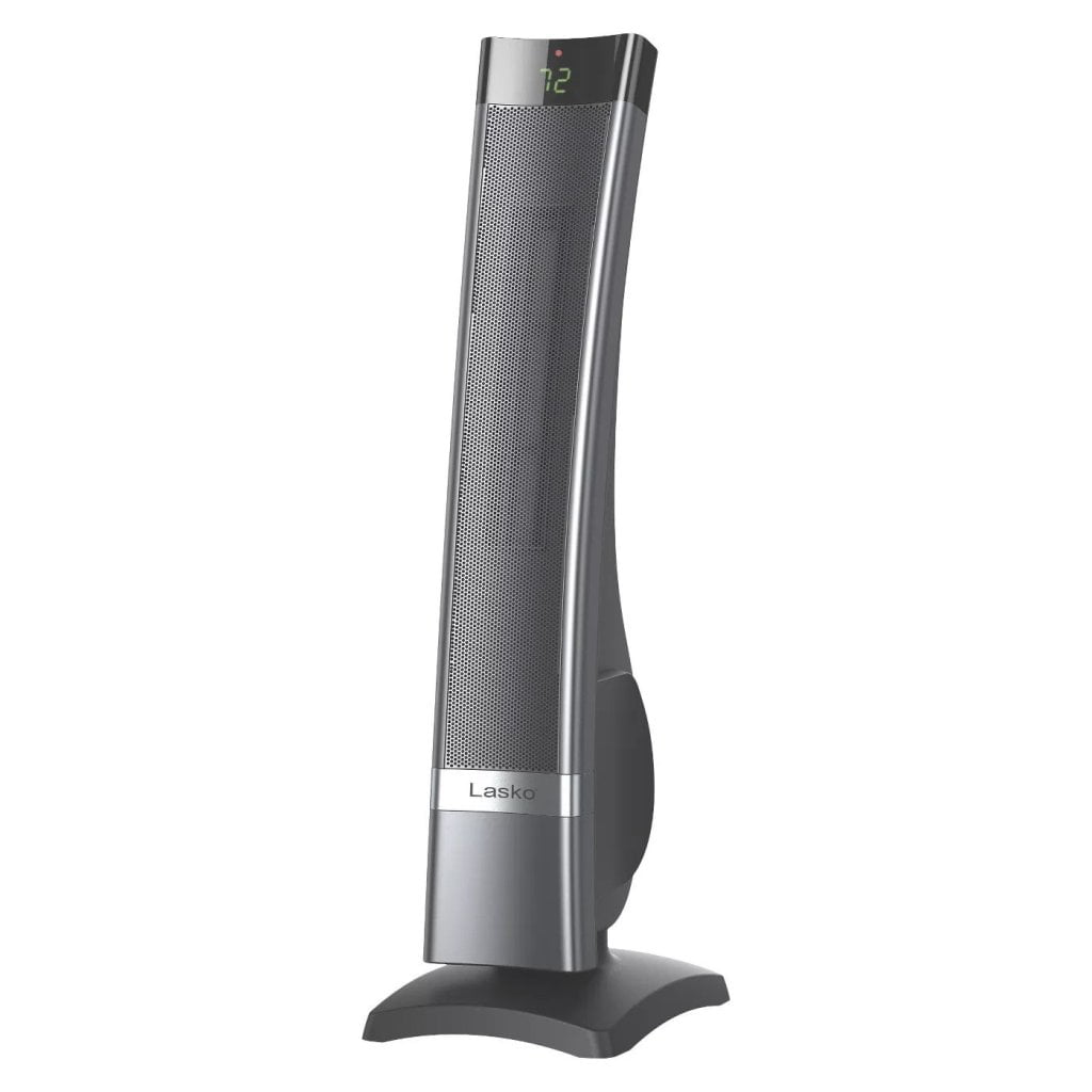 Lasko CT30710 Silver and Black 1500W Electric Oscillating Ceramic Tower Heater for 800 Sq Ft