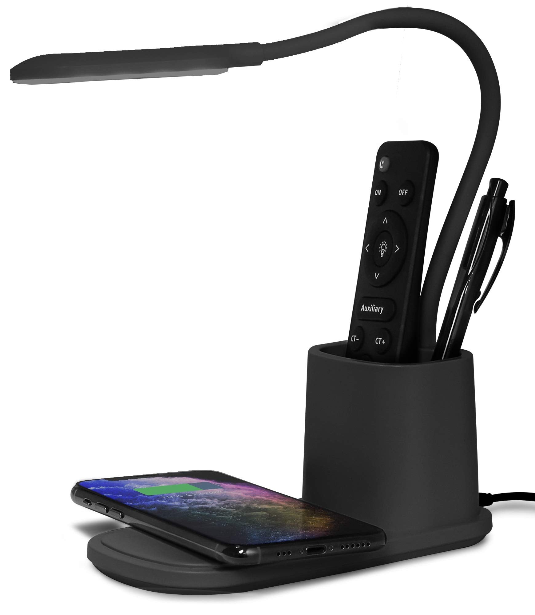Aduro U-Light LED Desk Lamp with Wireless Charger Dimmable Eye-Caring Desktop Lamp with Organizer & 3 Brightness Levels