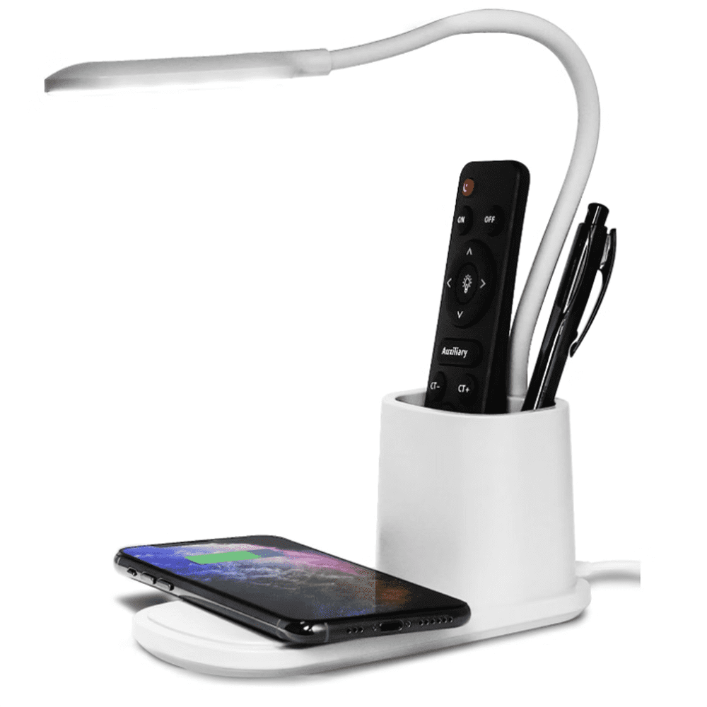 Aduro U-Light LED Desk Lamp with Wireless Charger Dimmable Eye-Caring Desktop Lamp with Organizer & 3 Brightness Levels