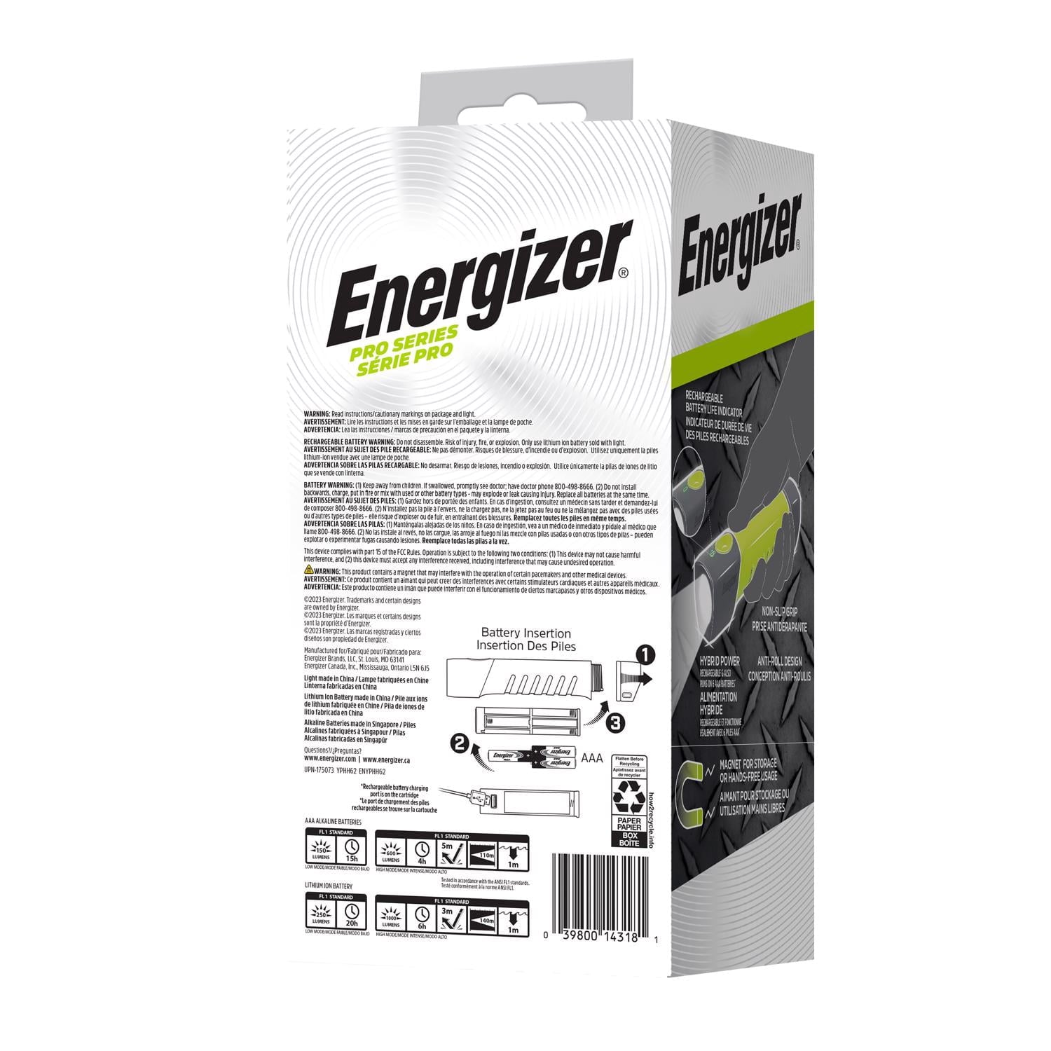 Energizer Hybrid Pro Series 1000 Lumens LED Flashlight, Gray/Green
