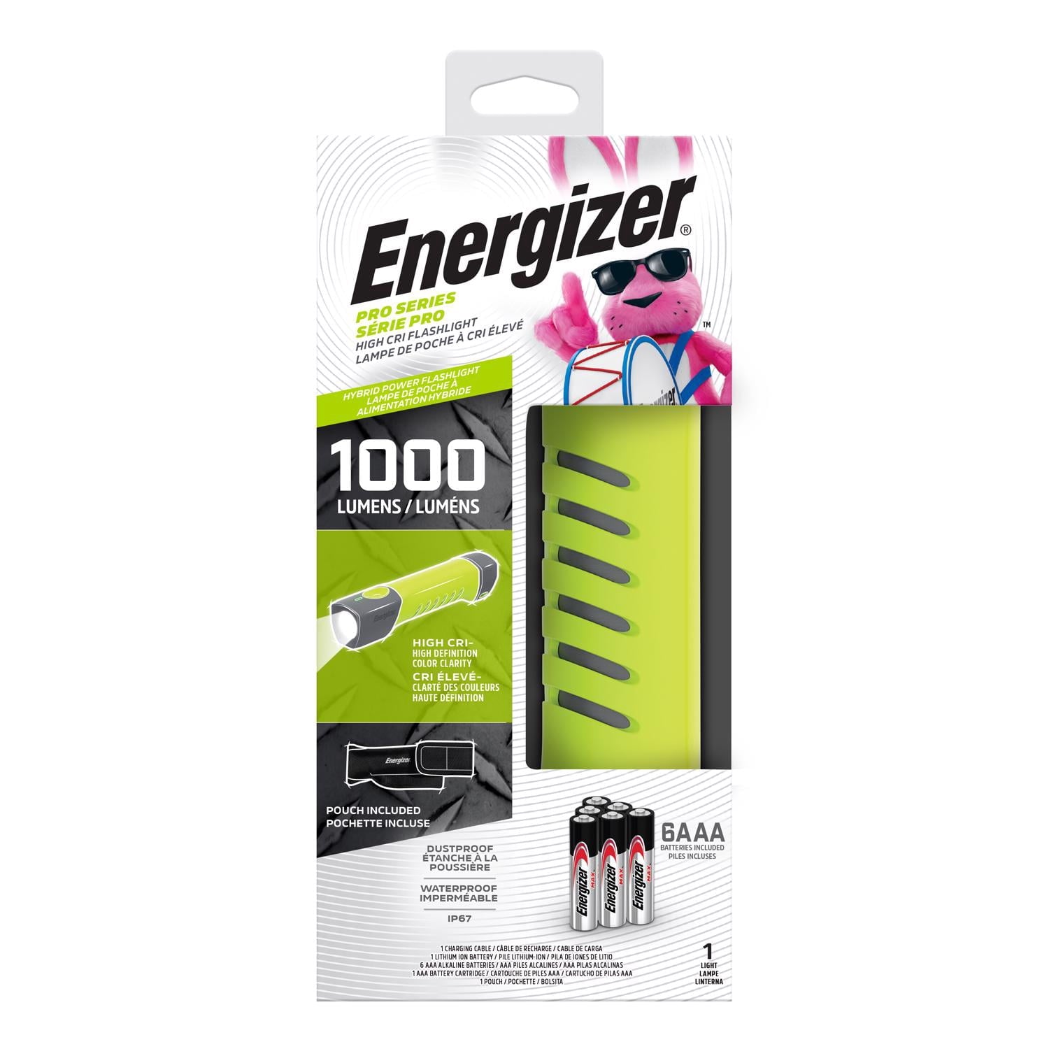 Energizer Hybrid Pro Series 1000 Lumens LED Flashlight, Gray/Green
