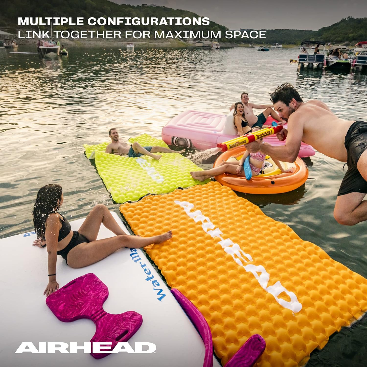 Airhead Air Island, Inflatable Large Lake Float,  10ft x 6ft