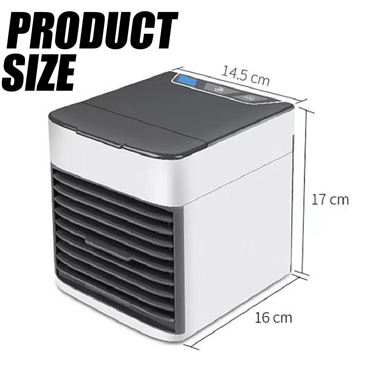 Portable Air Conditioner Fan, Personalized Climate Control, Extended Cooling Capability 3-in-1 USB Desktop Air conditioner with 7 Led Light Colors, Black/Navy
