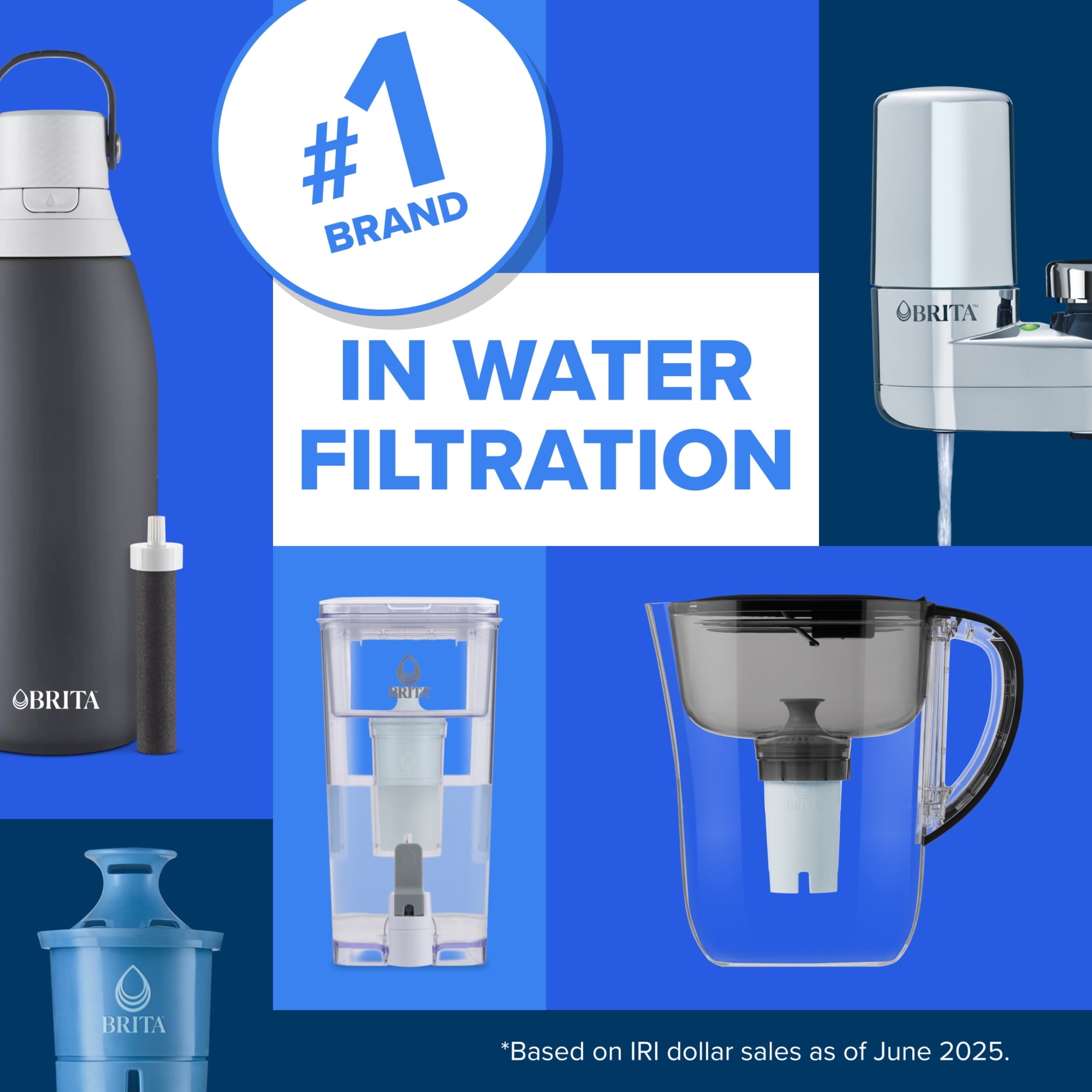 Brita Small 6 Cup Denali Water Filter Pitcher with 1 Brita Standard Filter, Made Without BPA, Mazarine Blue