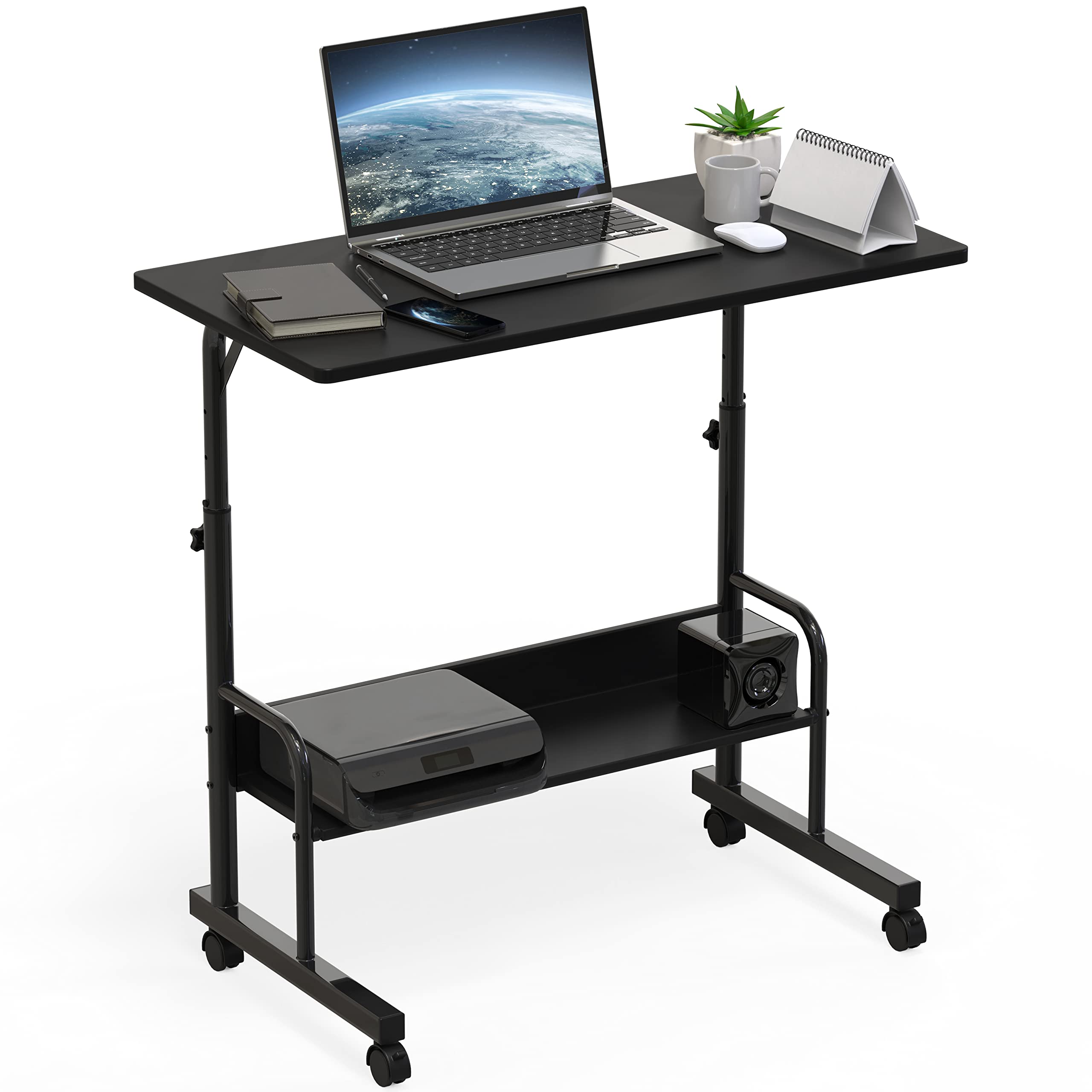 Height Adjustable Mobile Standing Desk Laptop Workstation for Walking Pad Treadmill, 30.5" to 40.5"  Black