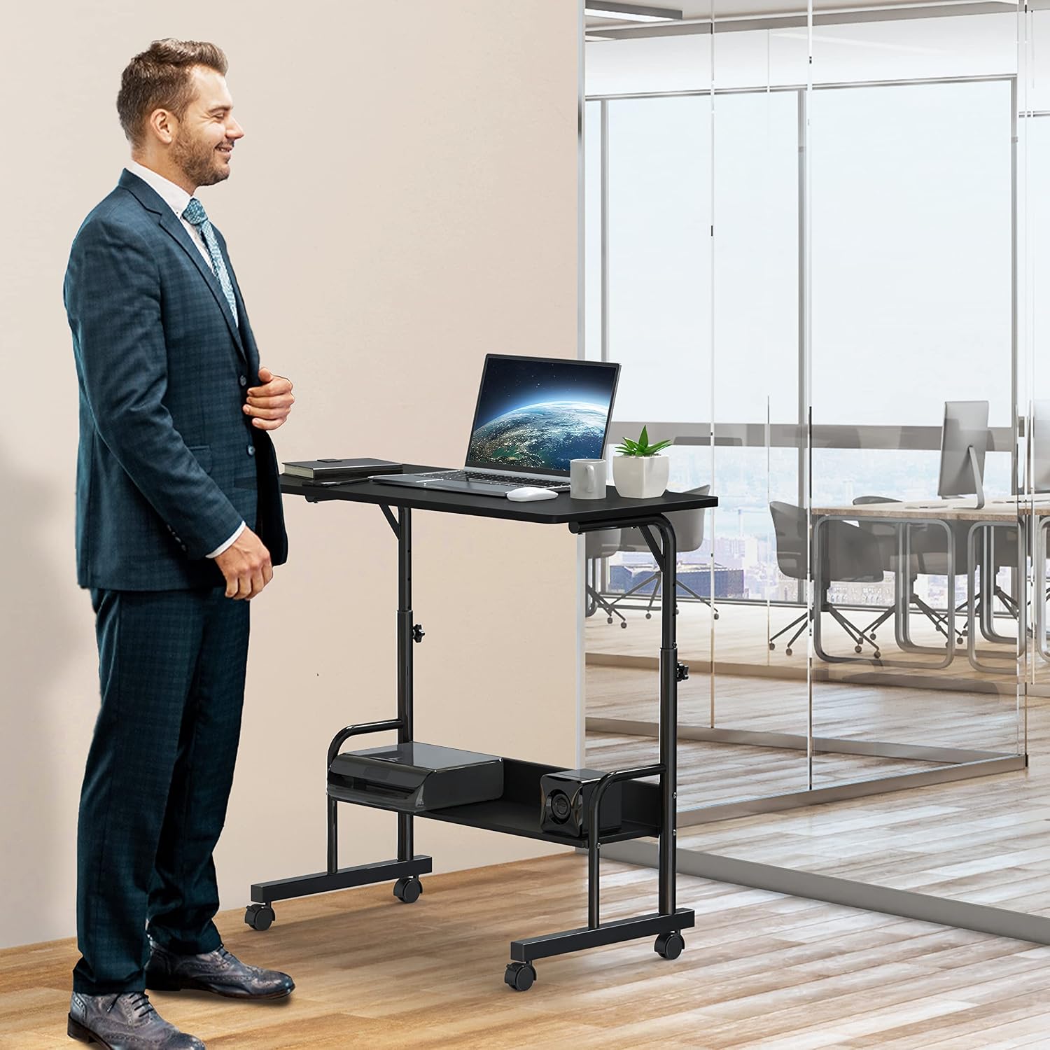Height Adjustable Mobile Standing Desk Laptop Workstation for Walking Pad Treadmill, 30.5" to 40.5"  Black