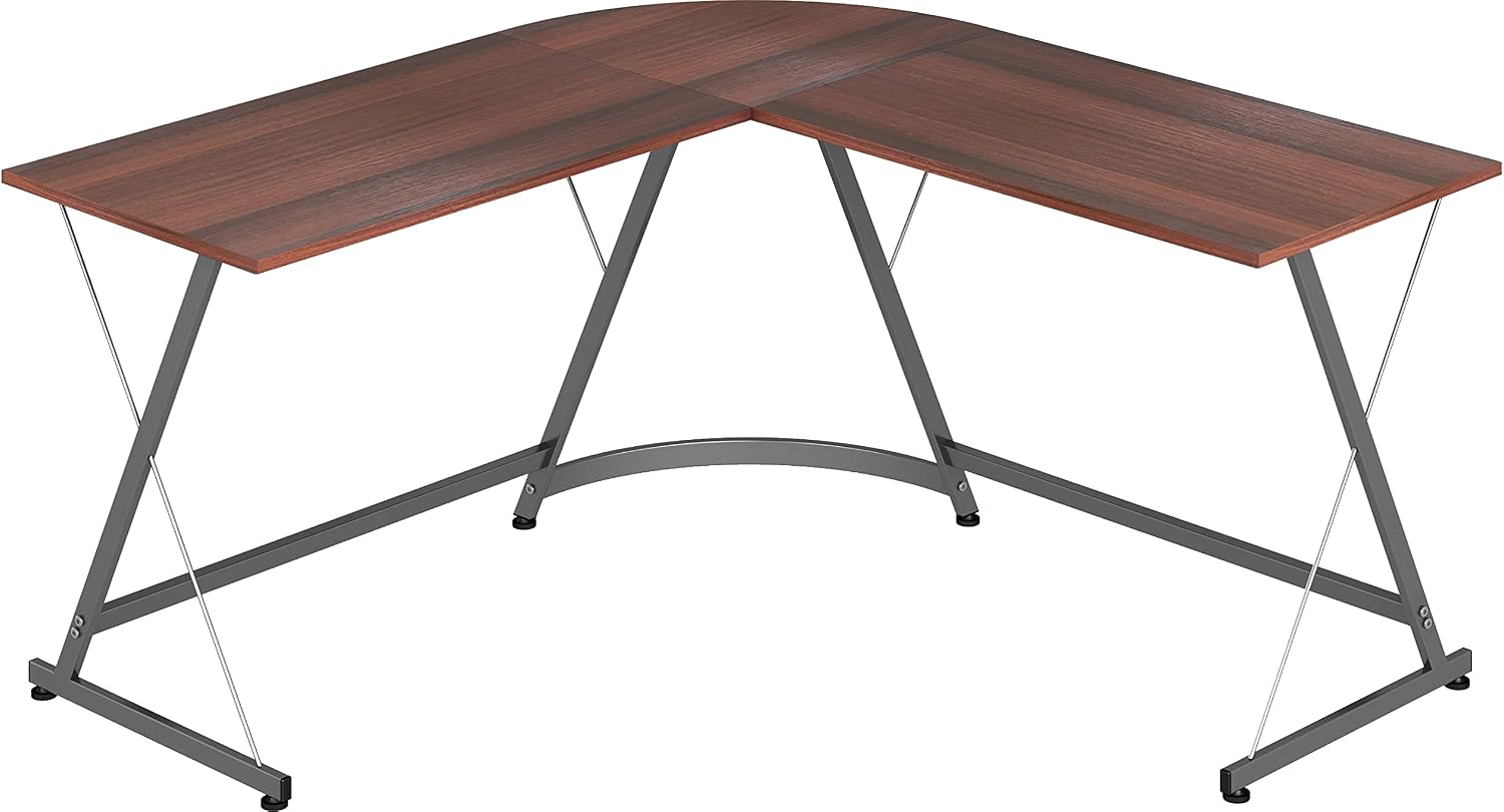 L-Shaped Computer Gaming Desk, 51"D x 51"W x 28.5"H, Walnut