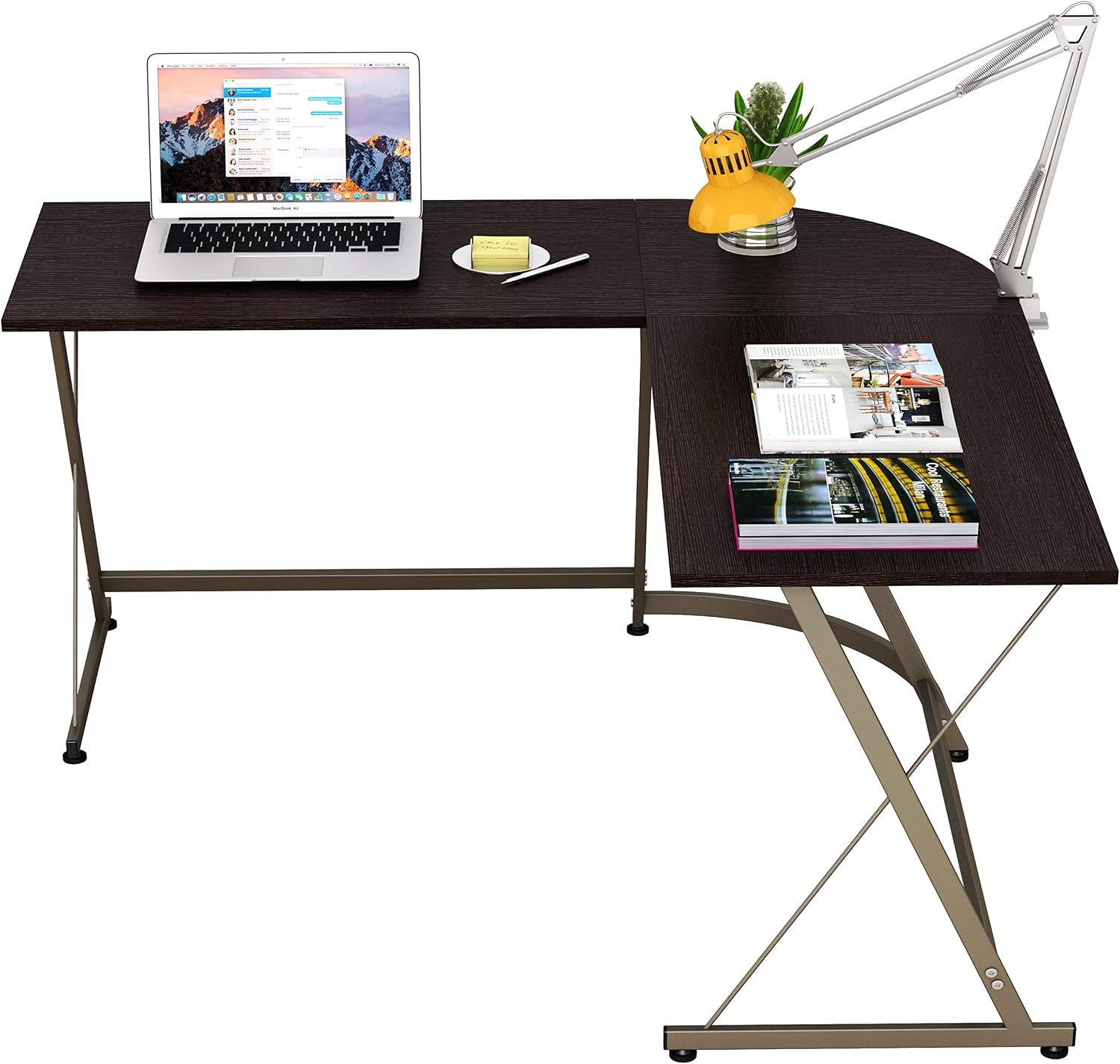 L-Shaped Computer Gaming Desk, 51"D x 51"W x 28.5"H, Espresso