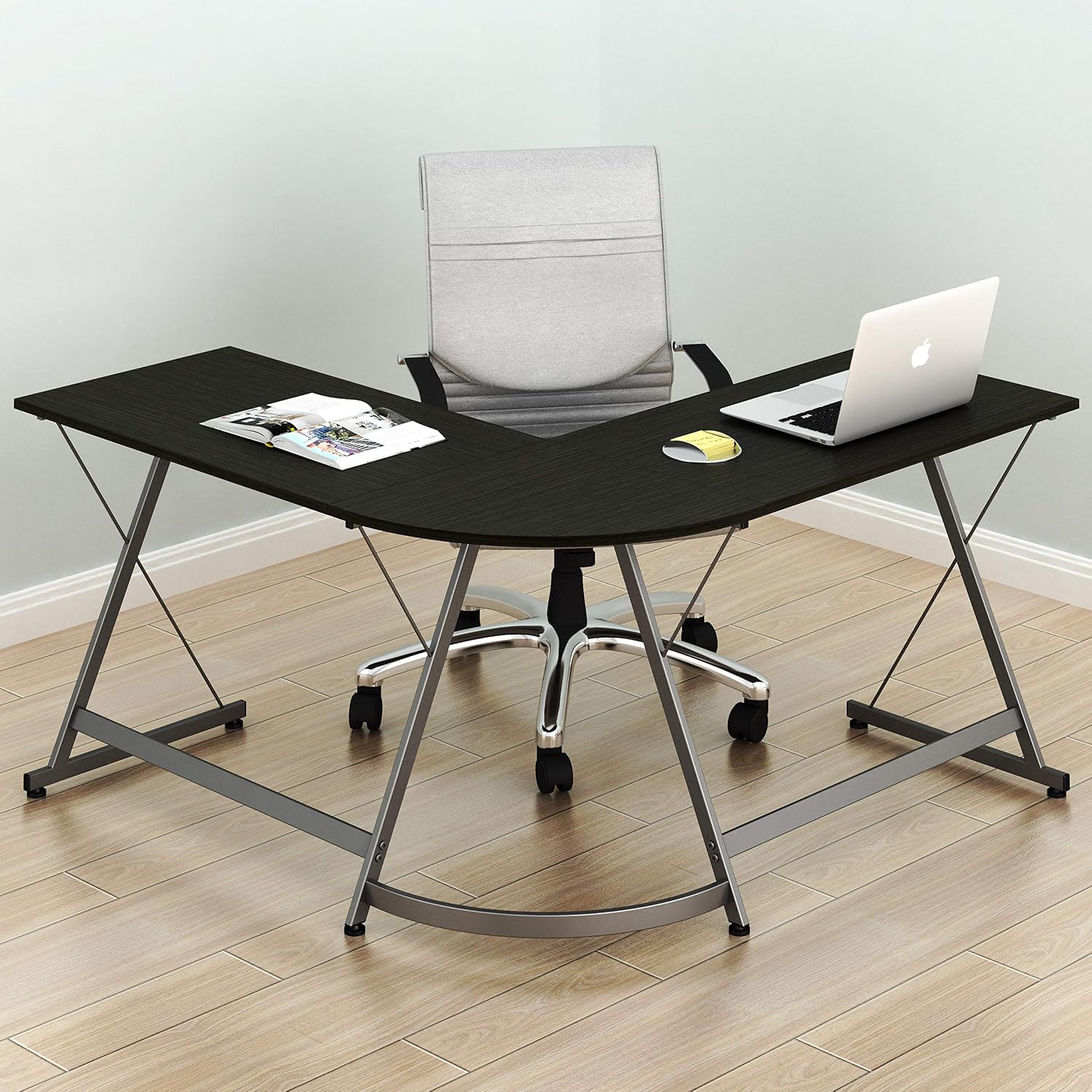 L-Shaped Computer Gaming Desk, 51"D x 51"W x 28.5"H, Espresso