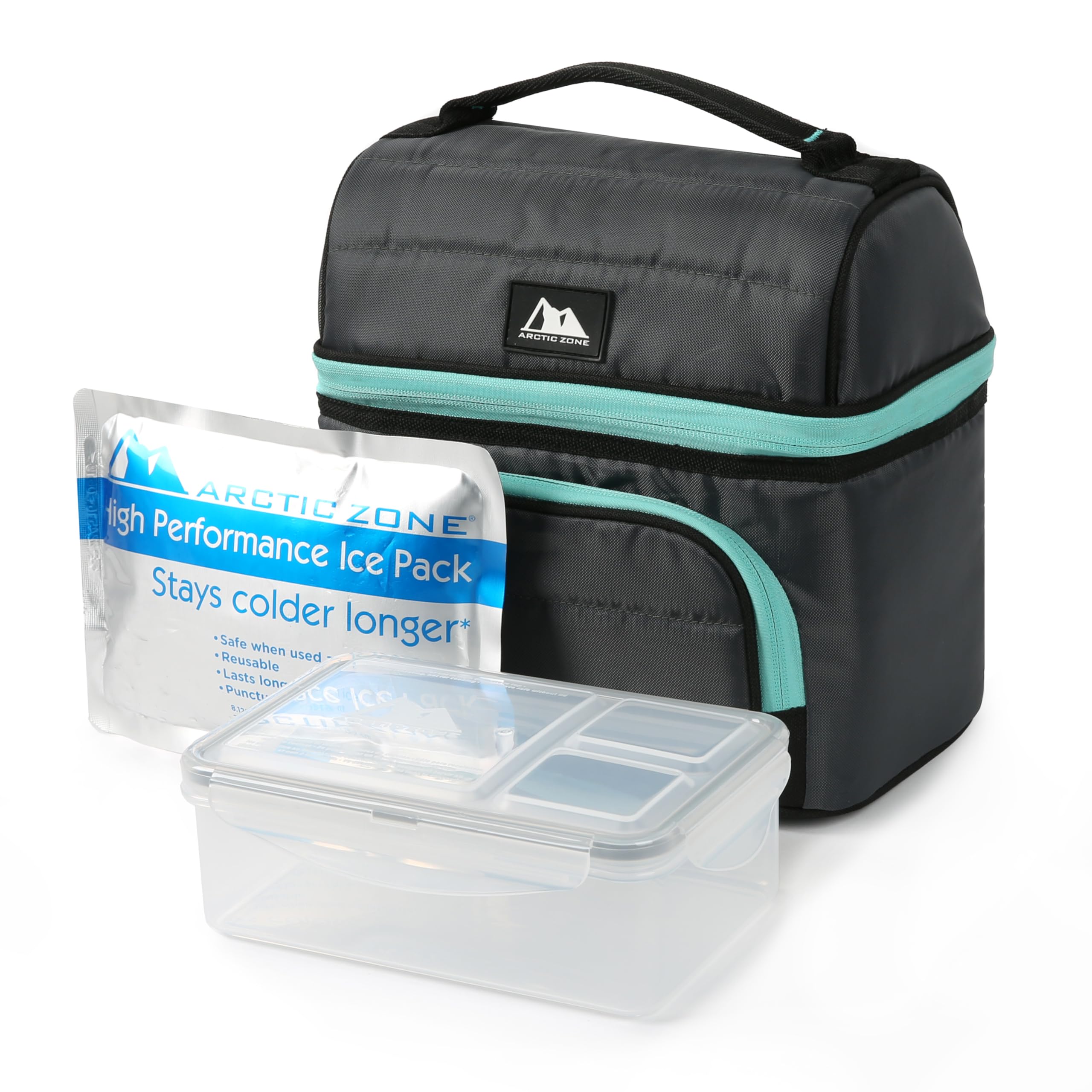 Arctic Zone Ultimate Secret Lunch Bucket with 2pc Leak Proof Food Container, Grey