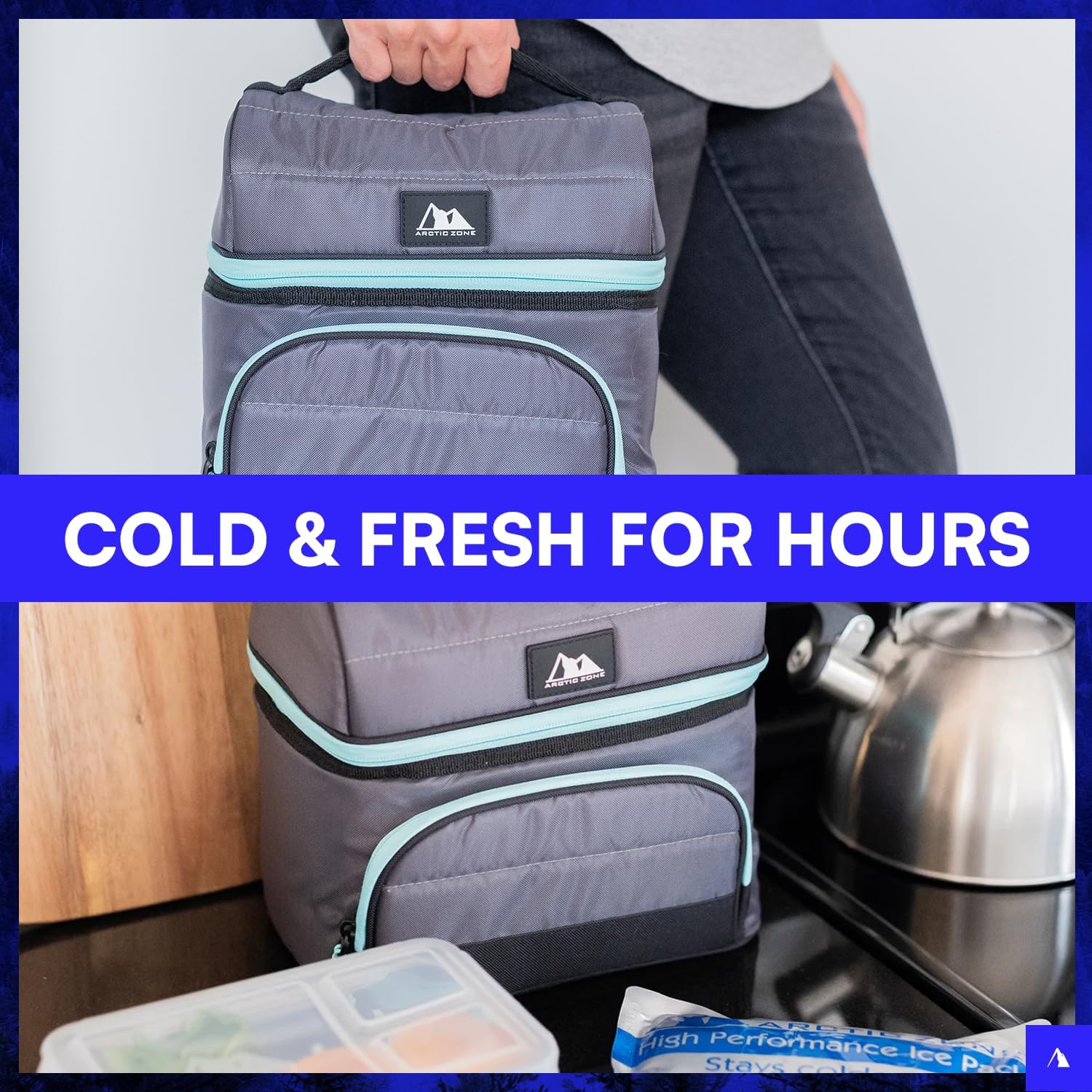Arctic Zone Ultimate Secret Lunch Bucket with 2pc Leak Proof Food Container, Grey