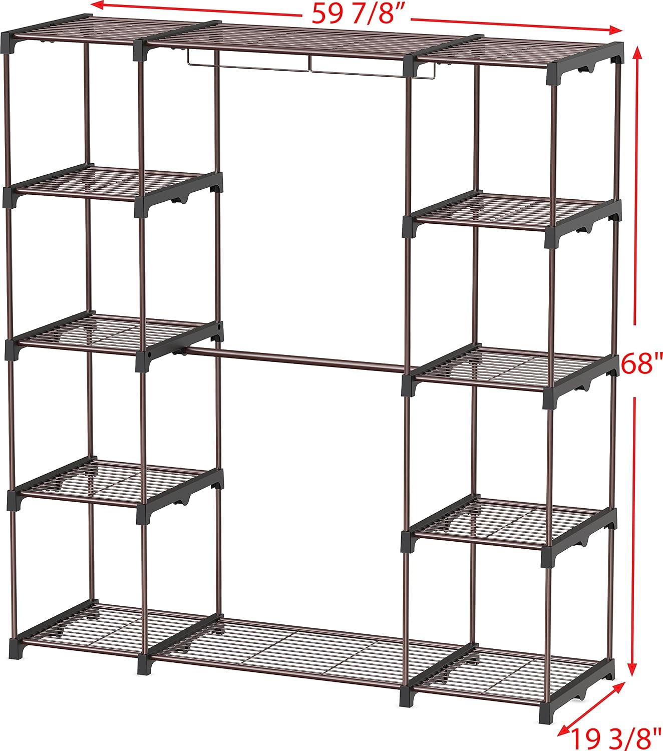 Simple Houseware Wardrobe Portable Closet Clothes Rack Shelf Organizer, Bronze