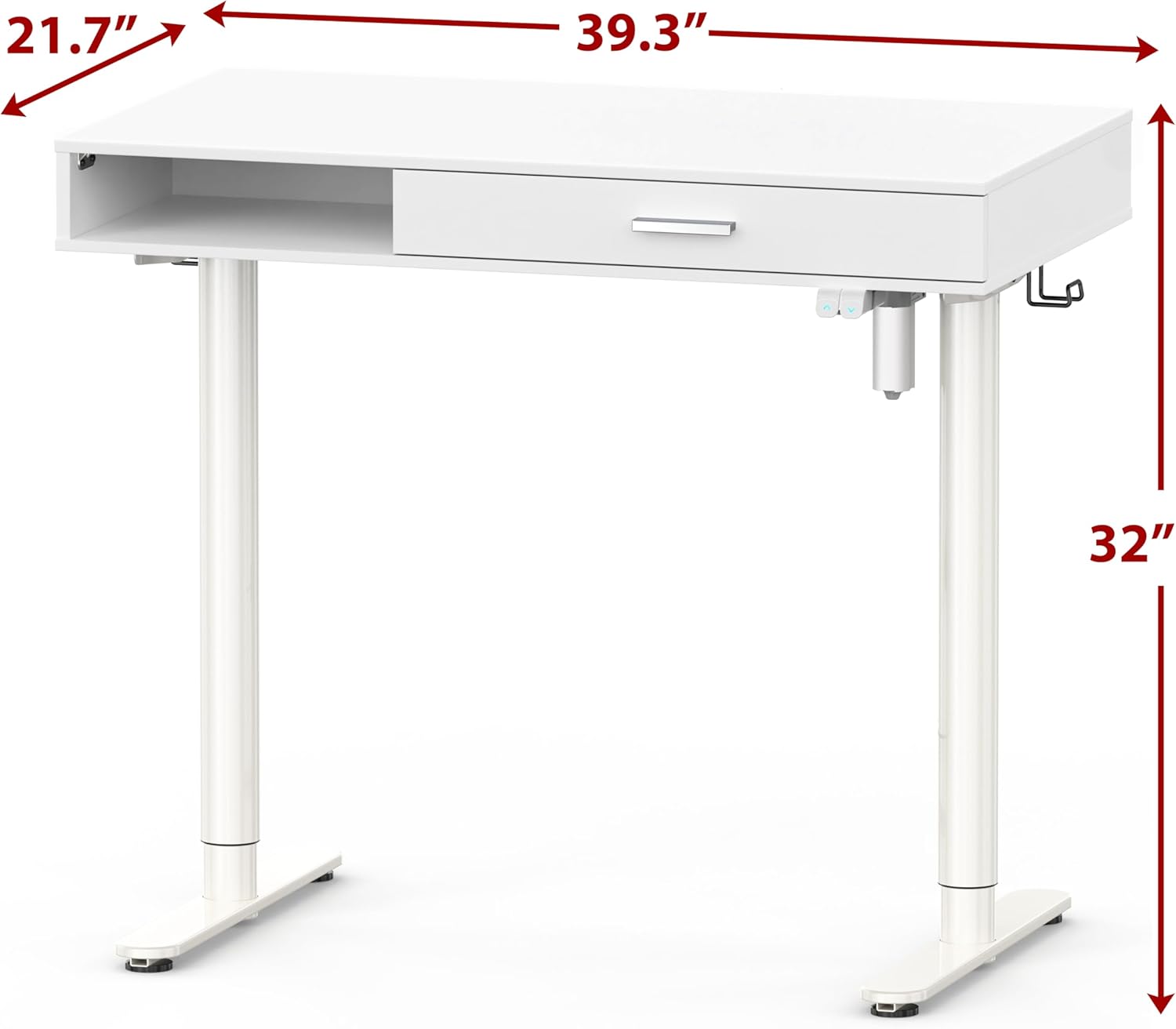 Simple Houseware Claire 40" Height Adjustable Electric Standing Desk w/ Drawer - White