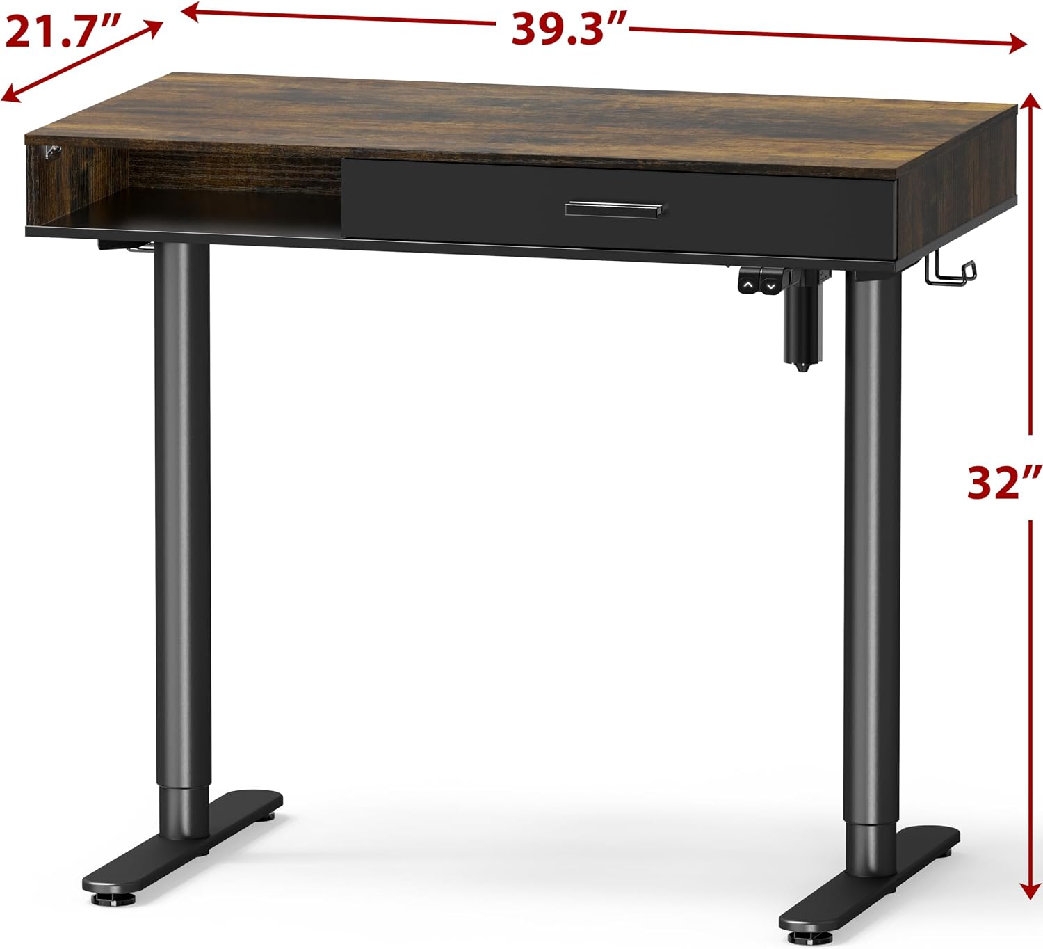 Simple Houseware Claire 40" Height Adjustable Electric Standing Desk w/ Drawer - Rustic Brown