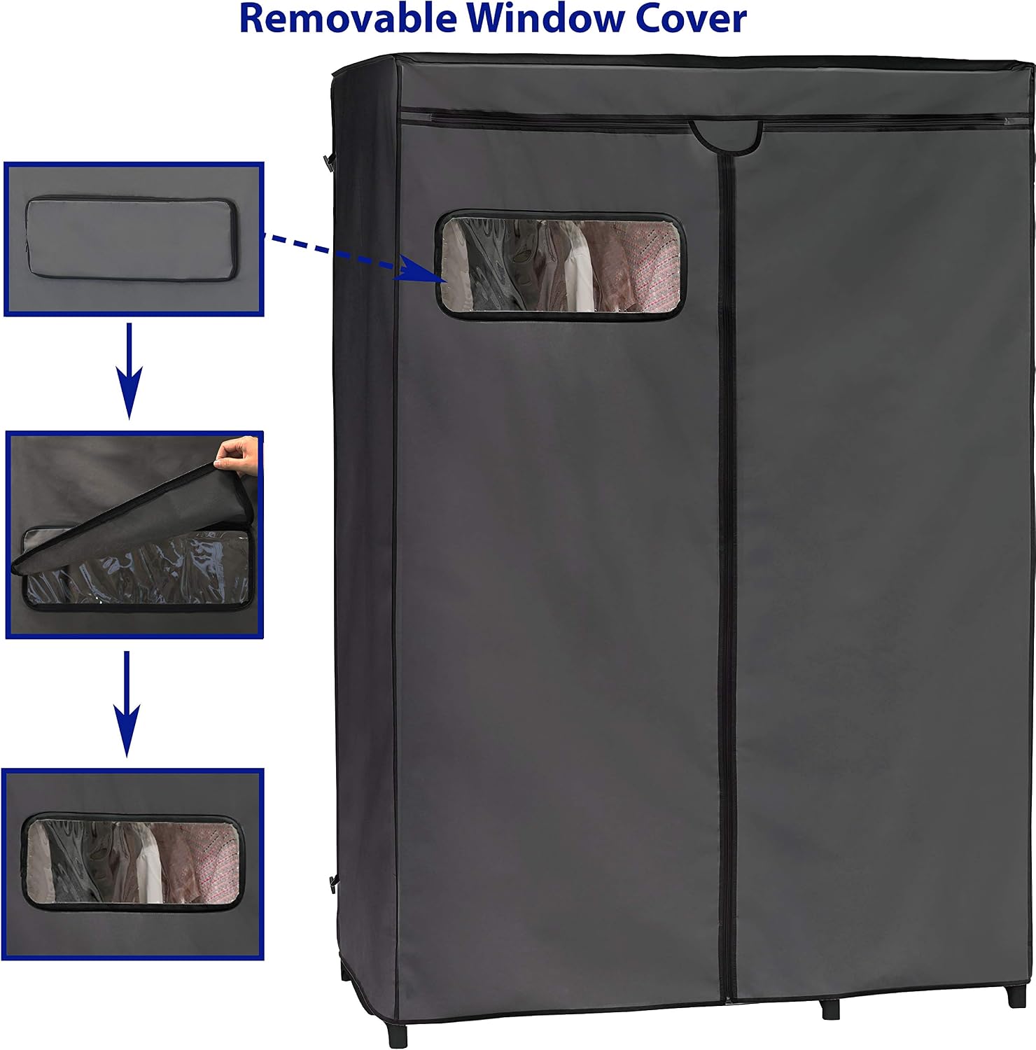 Simple Houseware Freestanding Clothes Organizer with Cover, Bronze/Dark Grey